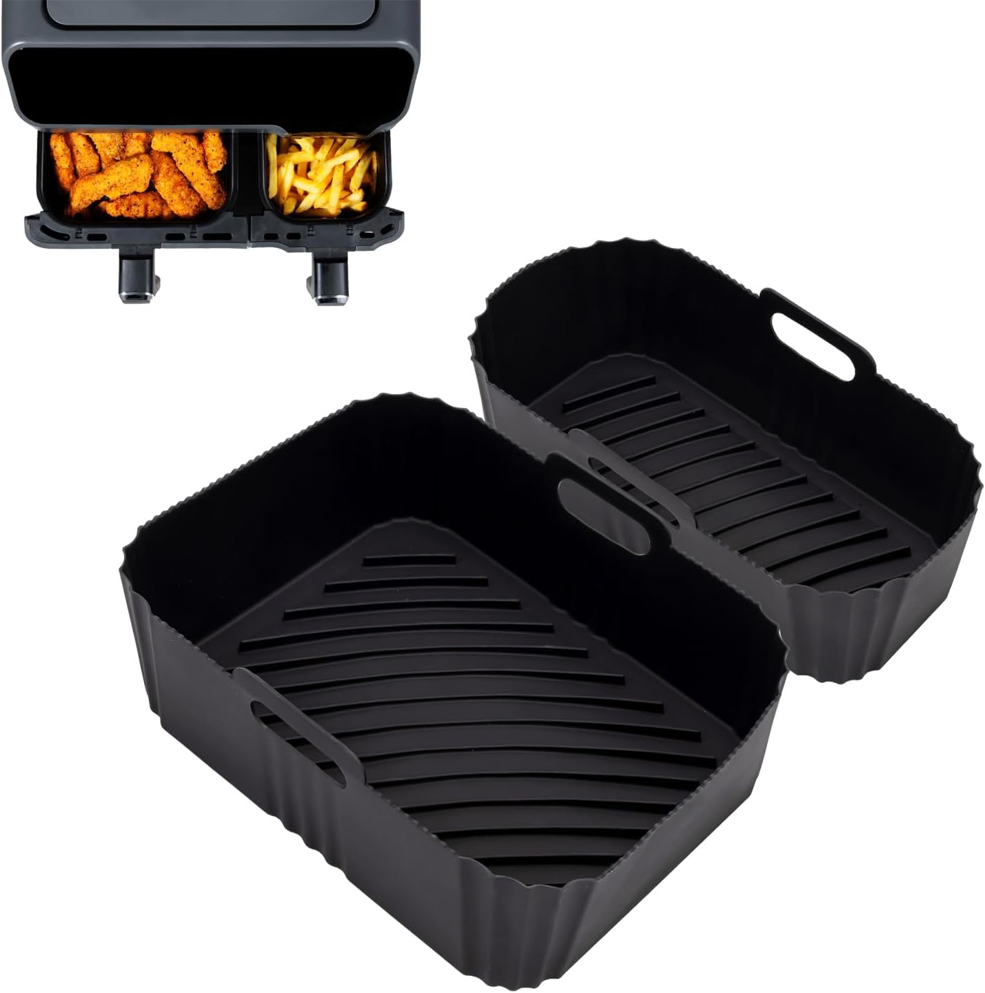 Moule silicone air fryer - compatible Moulinex/Philips/Lakeland - 5,2/3,1L - lot de 2, réutilisable, EZ901820