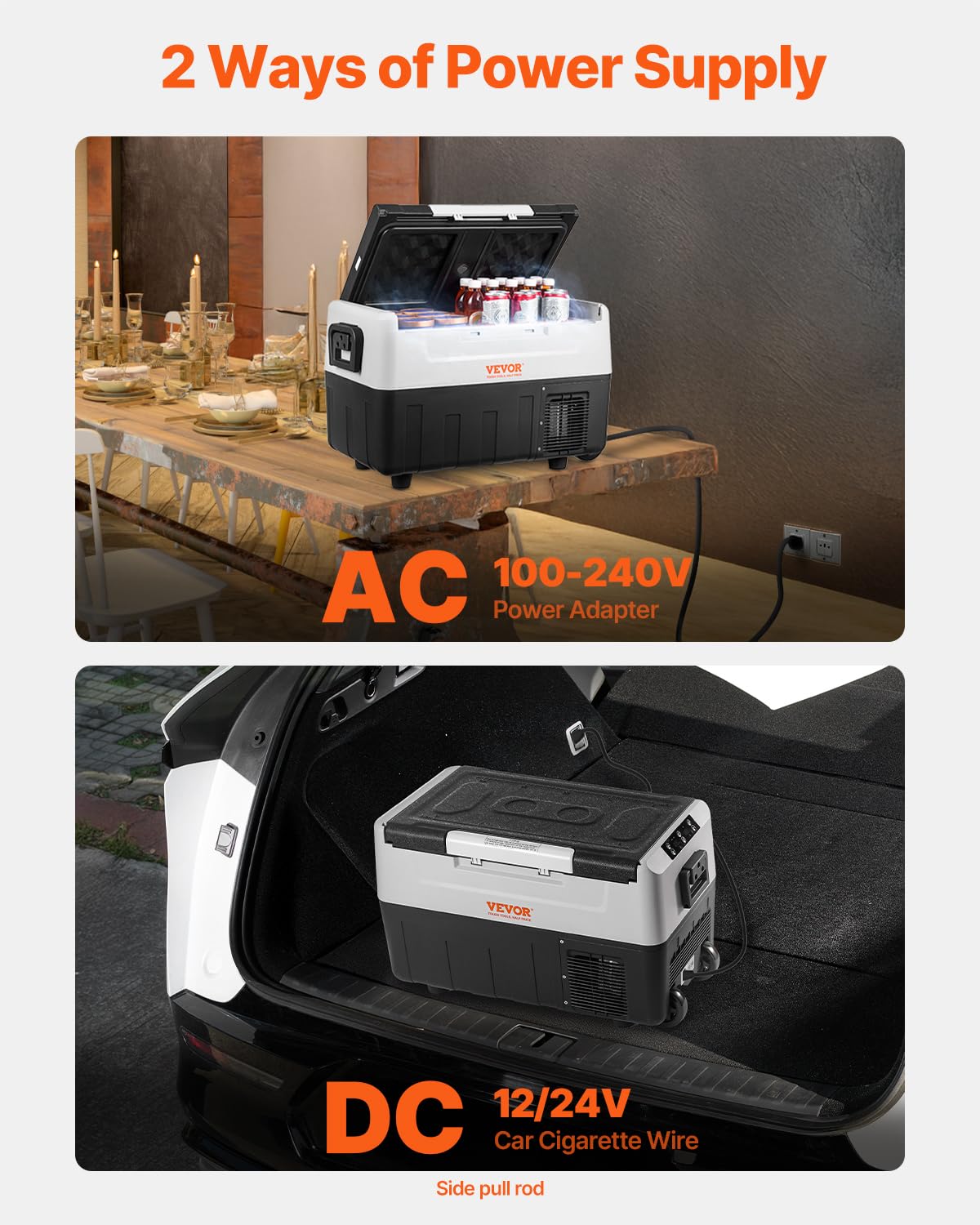 VEVOR – glacière portable 35L – double zone, -20°C à 10°C, 0,6kWh