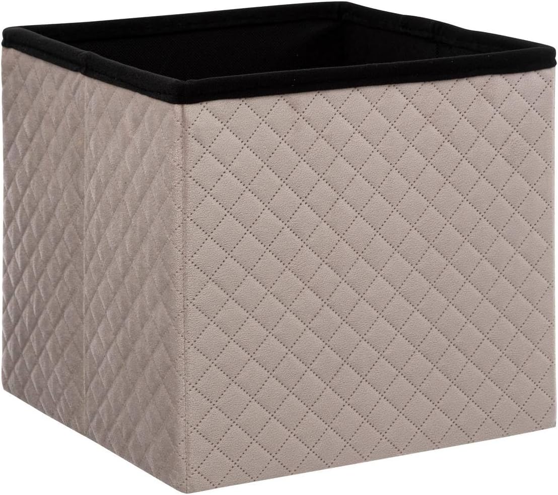 Five - pouf coffre velours beige lin 31x31 cm - assise et rangement