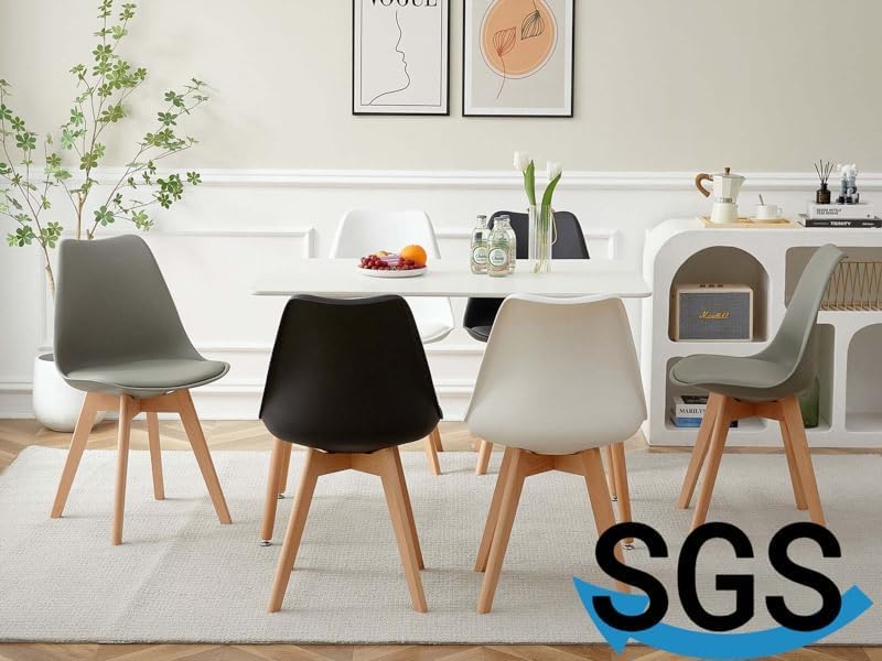 EGGREE - chaises Scandinaves lot de 6, hêtre noir, rembourrées, confort