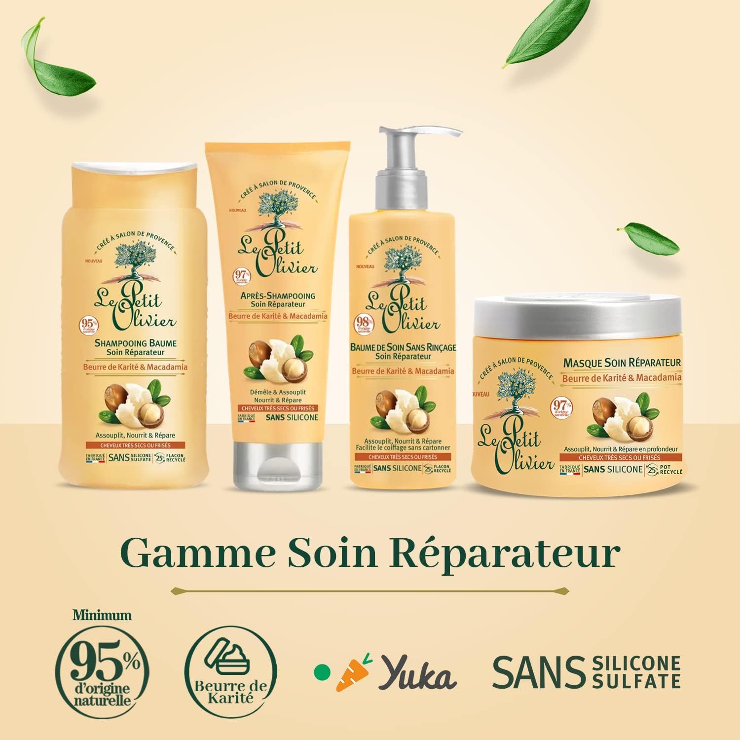 Le Petit Olivier - Masque Soin Réparateur - 330 ml - Karité, Macadamia, Cheveux secs, Sans silicone