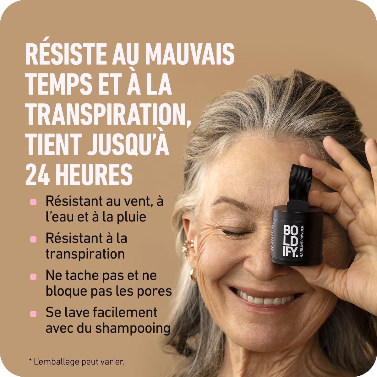 BOLDIFY - poudre racine cheveux Auburn - 4g - couvre gris instantané