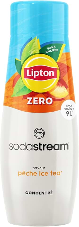 SodaStream - concentré Lipton Ice Tea Pêche Zéro - 440ml - prépare jusqu'à 9L, goût original