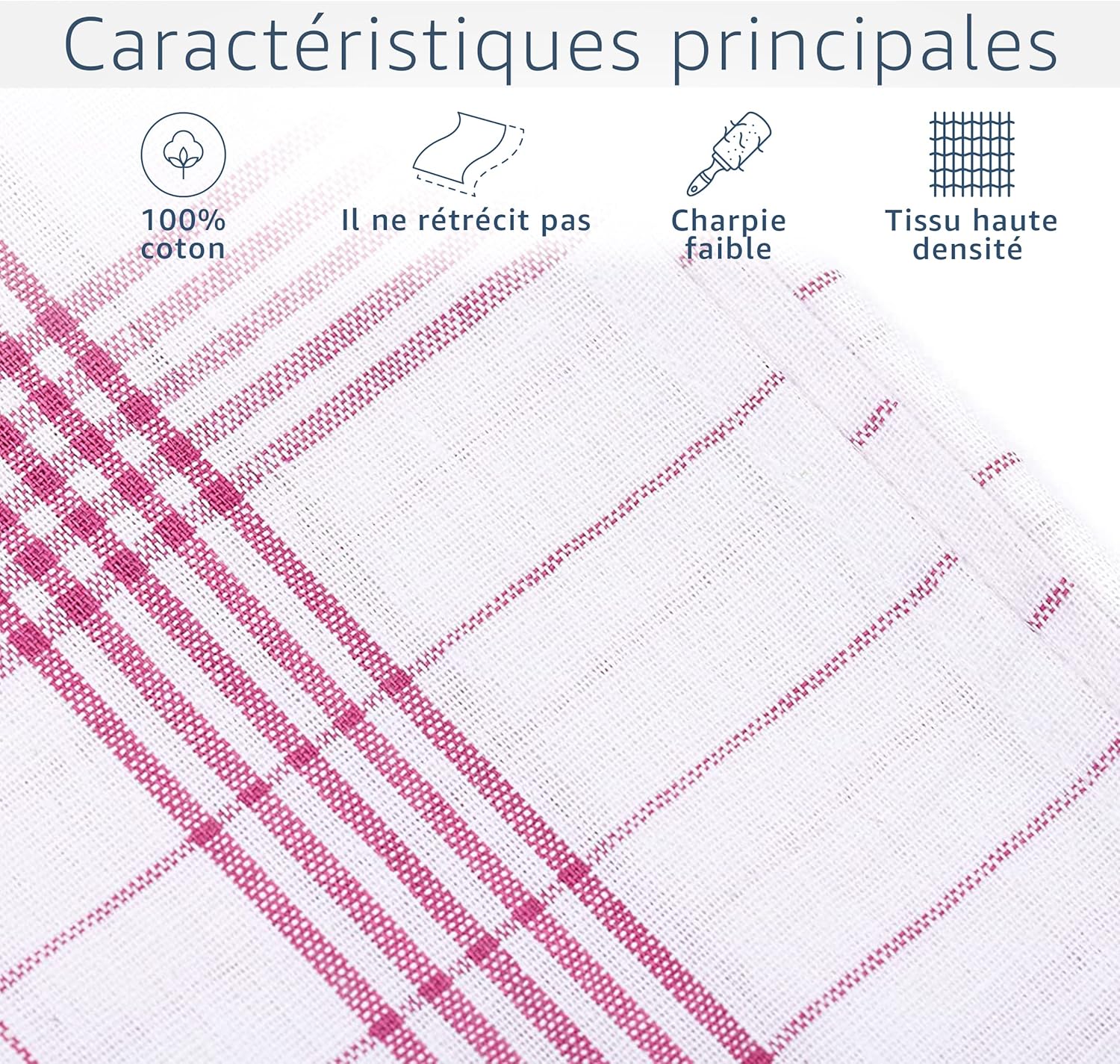 Amago - torchons (lot de 10), 50x70cm - rouge, coton absorbant