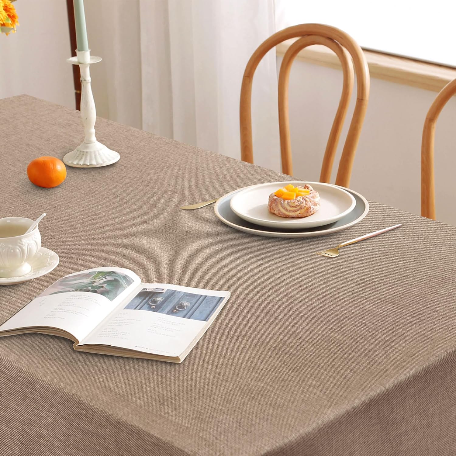 DWCN - nappe aspect lin - 160x320cm - lavable, imperméable, anti-tache