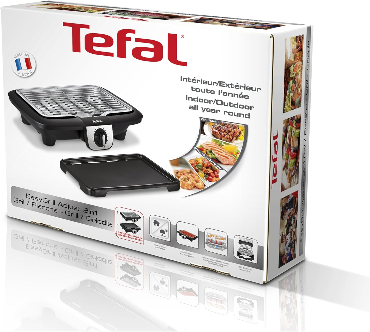 Tefal - Easy Grill 2en1 - plancha & barbecue, 2100W, plaque incluse - YY3818FB