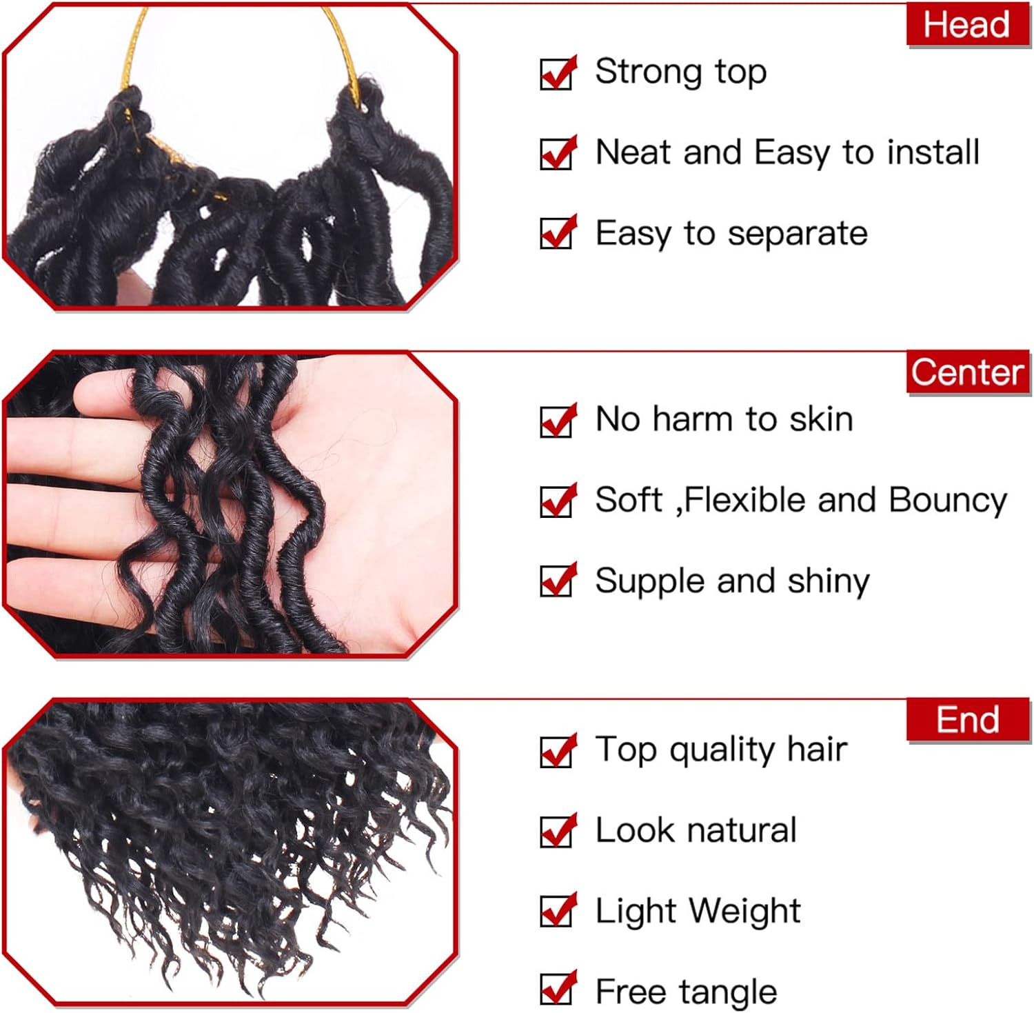 Xtrend - River Faux Locs - 18 pouces - 7 packs tresses synthétiques ondulées 16 mèches 1B#