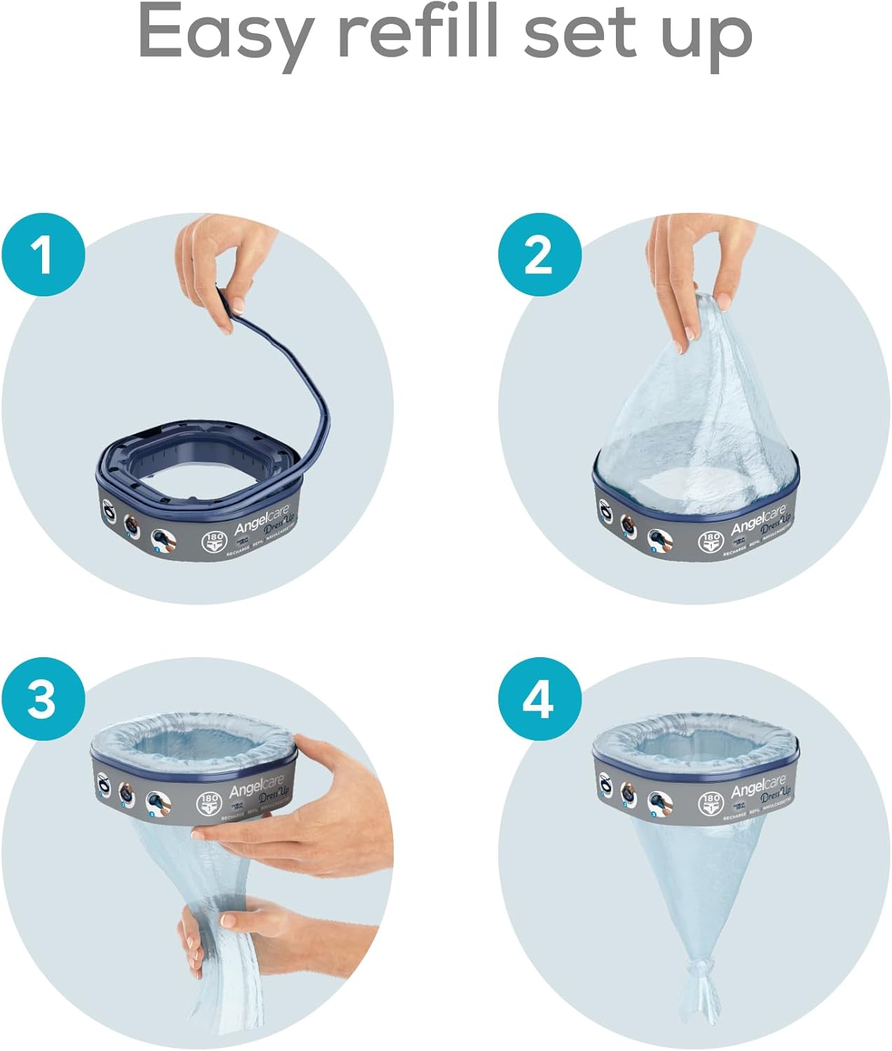 Angelcare - Dress Up - 6 recharges octogonales anti-odeur, fabriqué en France