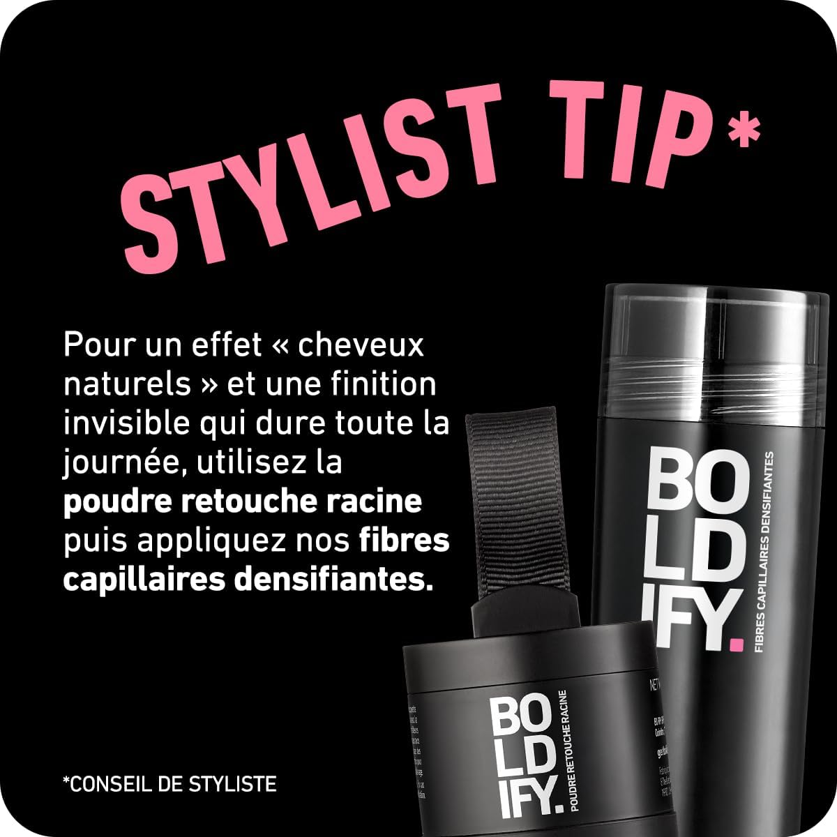 BOLDIFY - poudre racine cheveux Auburn - 4g - couvre gris instantané