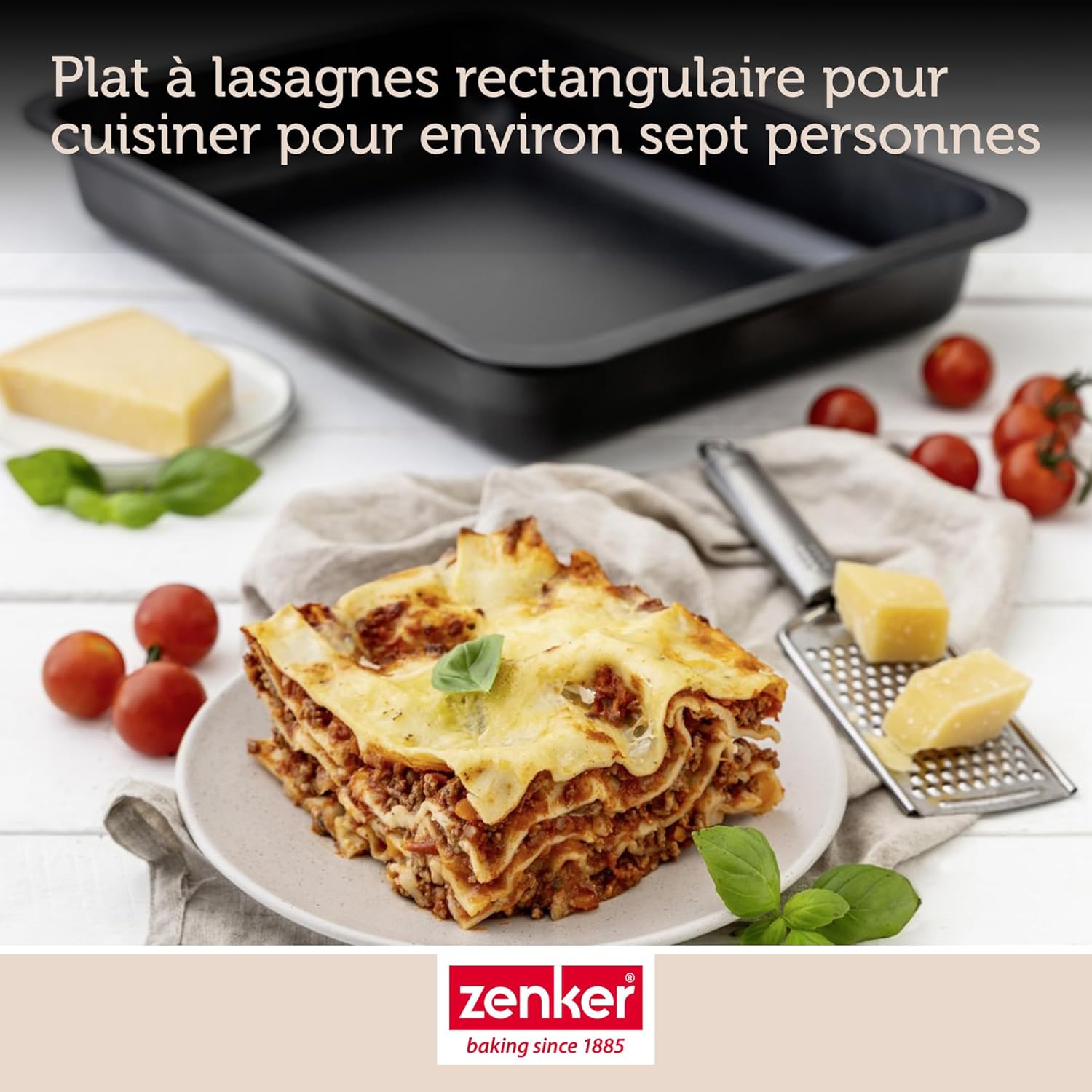 Zenker - plat à lasagne 36x27x5 cm - inox noir, plat à four
