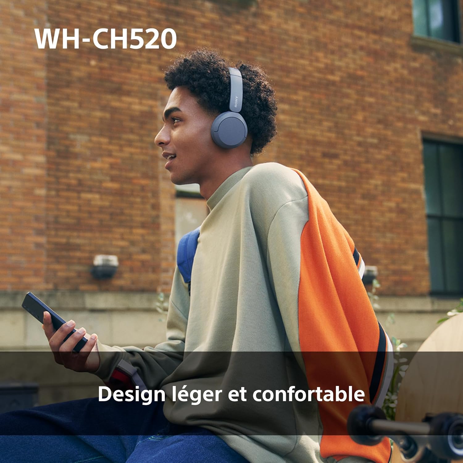 Sony - WH-CH520 - Casque Bluetooth, micro, 50h autonomie, bleu