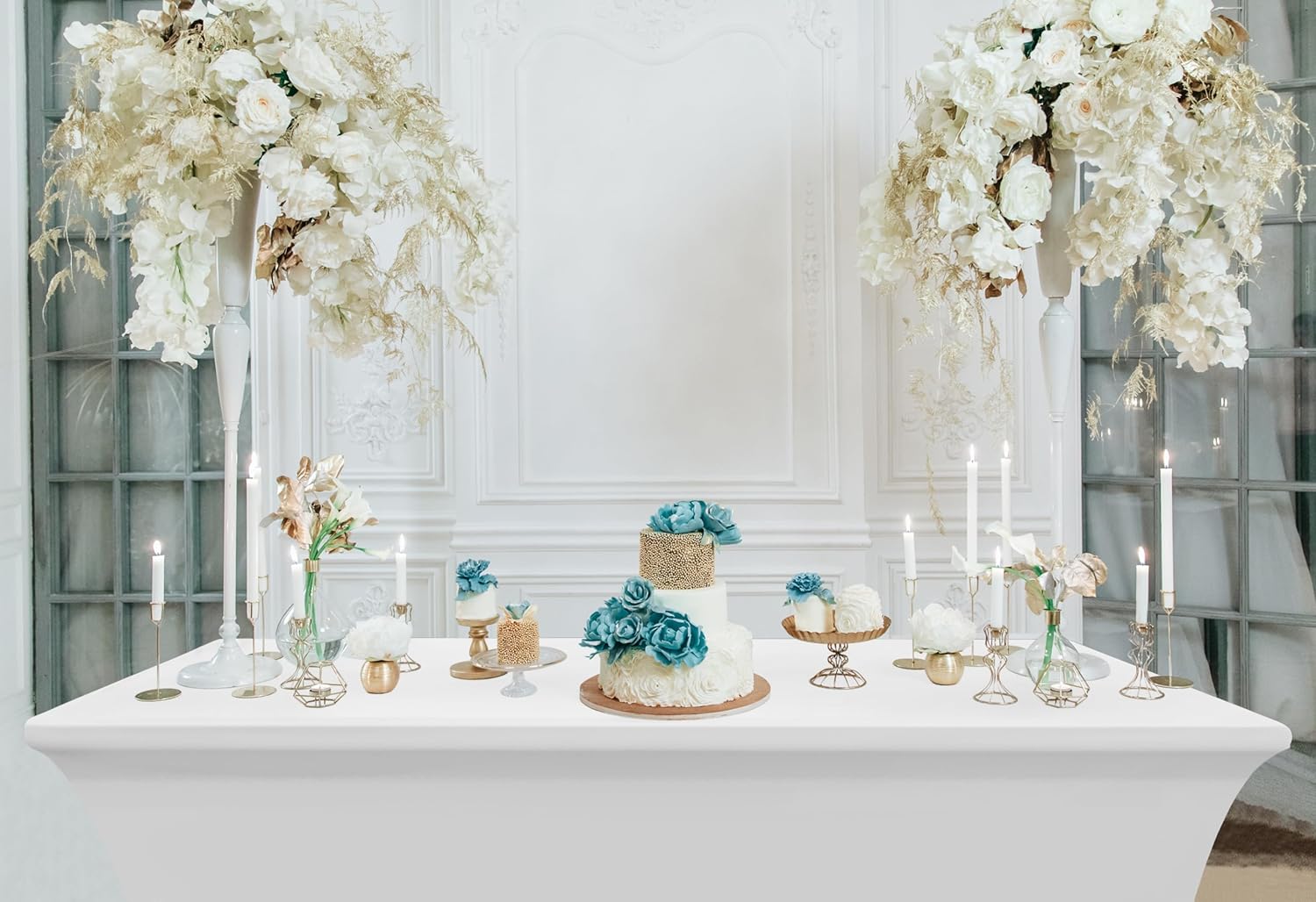 Utopia Kitchen - Nappe Extensible 183 cm - Polyester Spandex Lavable, Lot de 2, Blanc