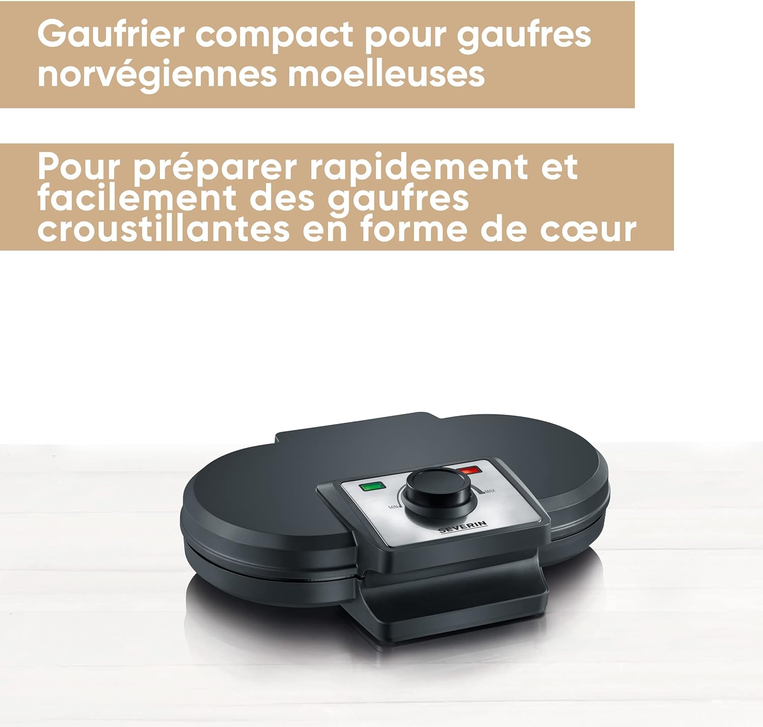 SEVERIN - Duo Compact 1200W, 2 gaufres, antiadhésif, noir WA2106