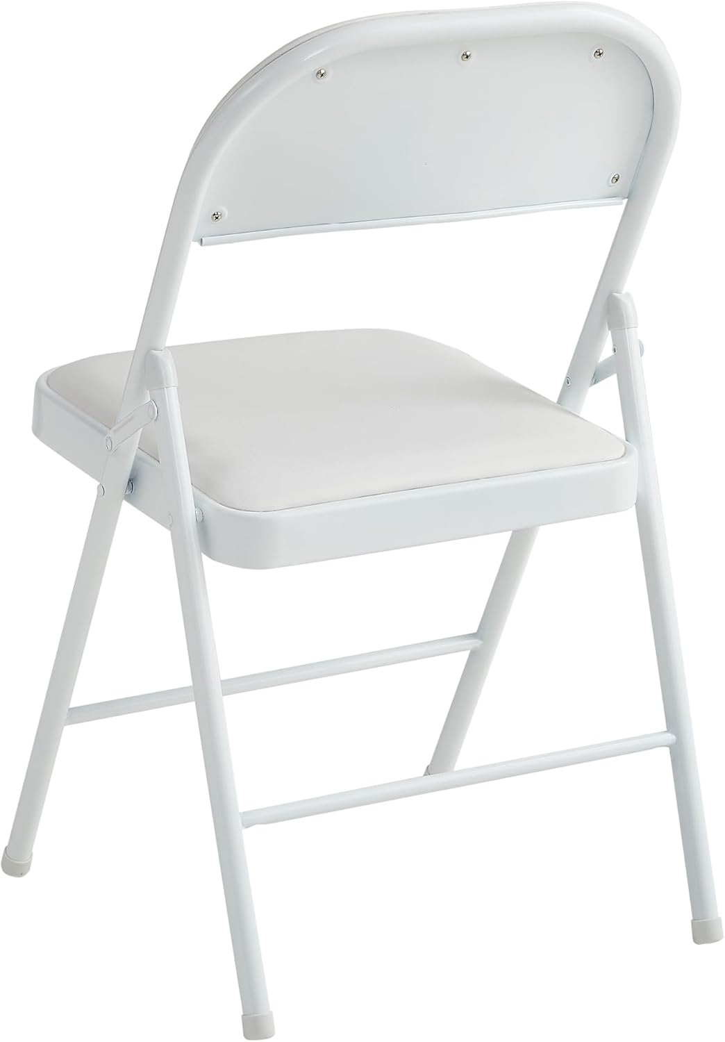 McC - chaises pliantes lot de 4 - cadre métal, similicuir, blancs, pliables, sièges rembourrés