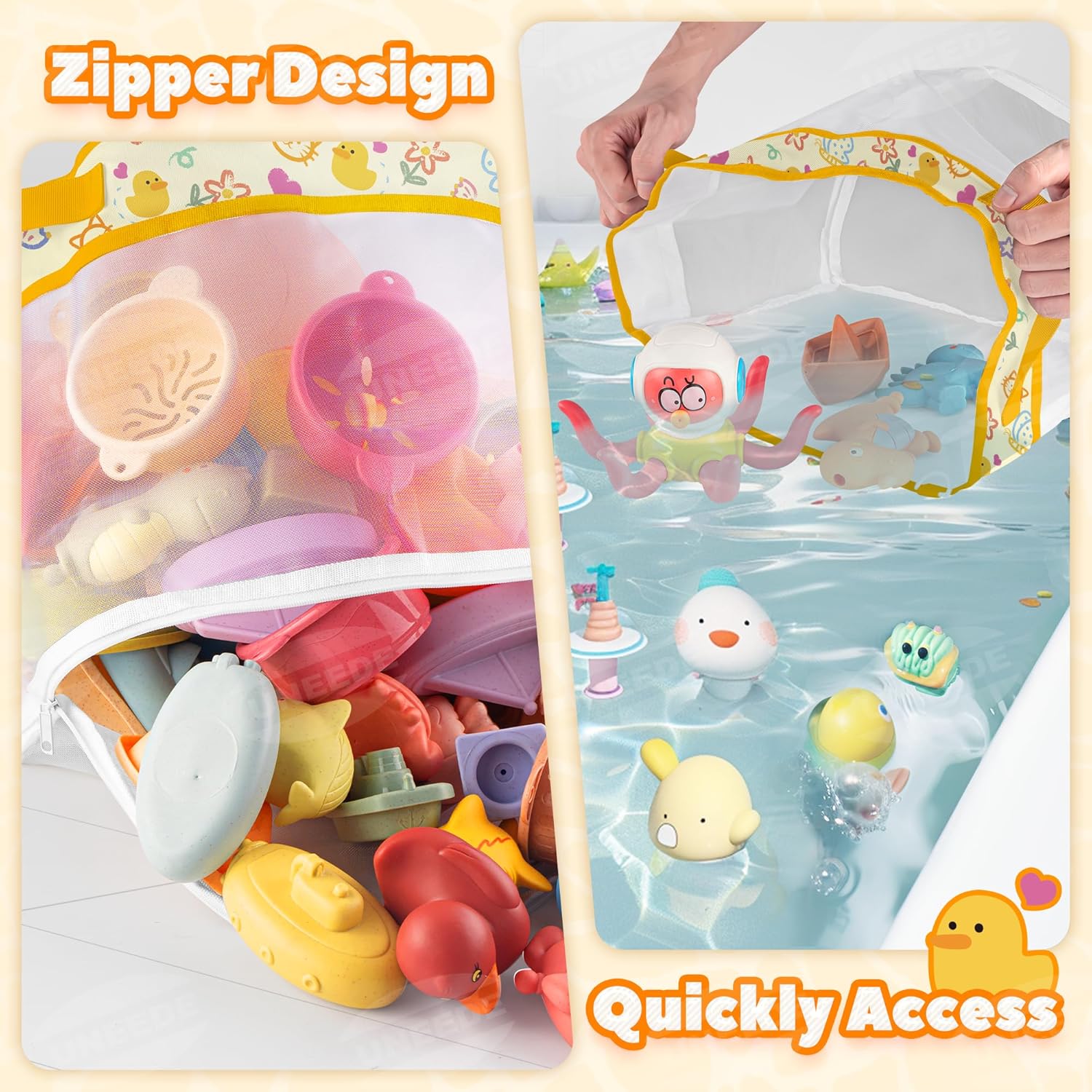 UNEEDE - rangement jouets bain canard - compact - filet pratique