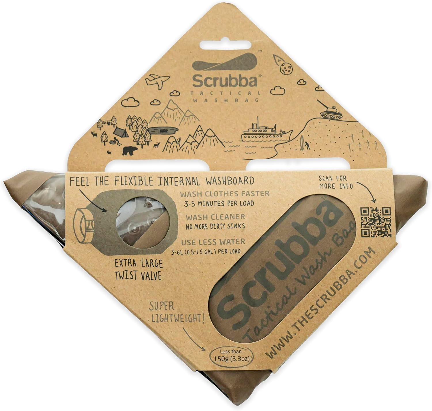 Scrubba - Sac Lave-Linge Portatif 2.0 - compact - étanche & idéal voyage