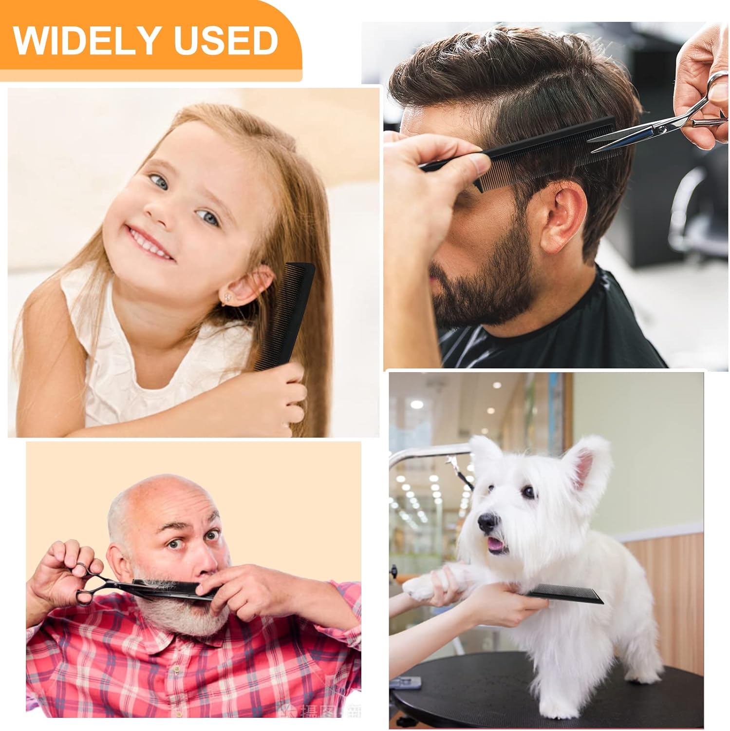 Peigne à queue antistatique - fibre carbone - 22cm - coiffage, séparation, unisexe