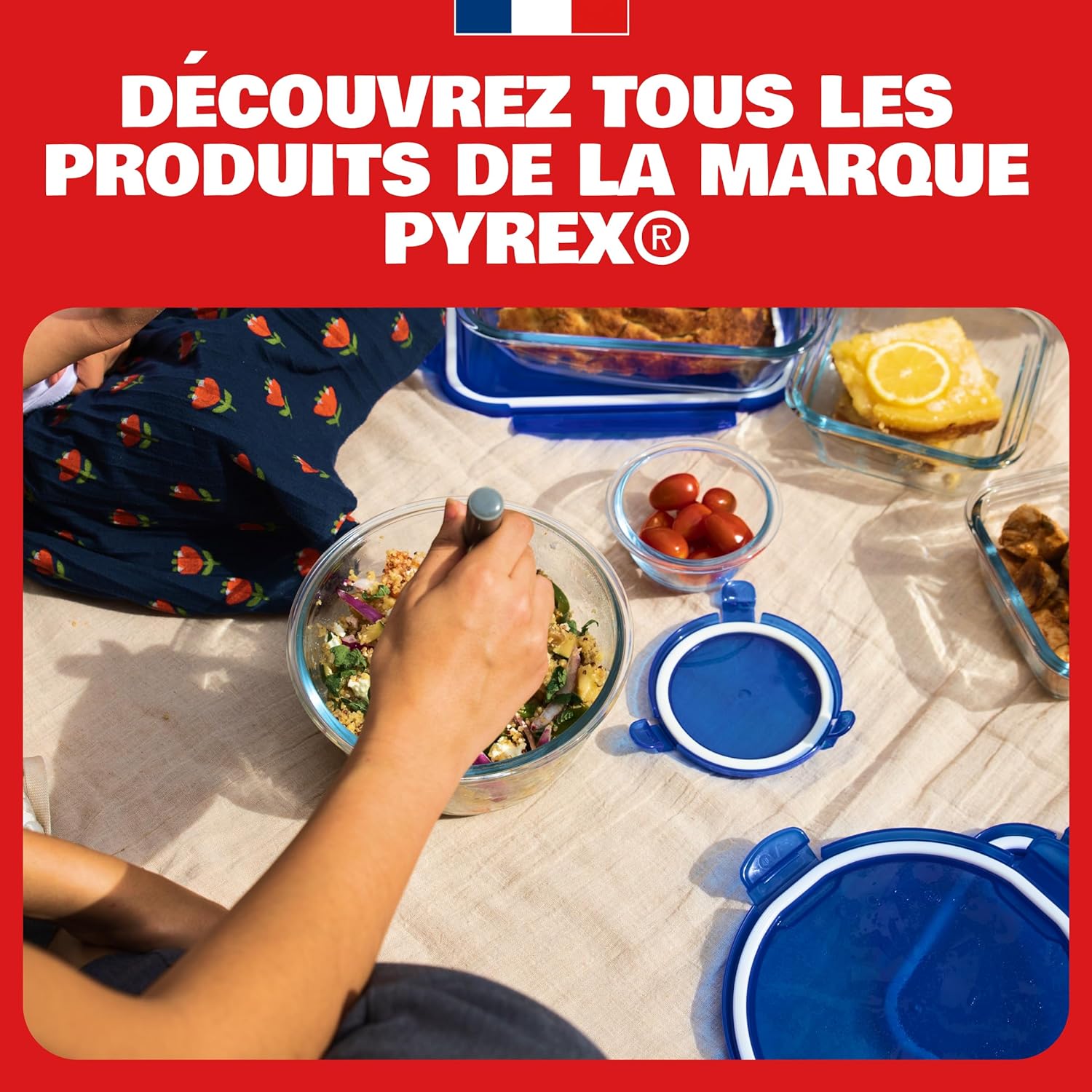 Pyrex - saladier gigognable 1.1L - verre borosilicate, couvercle