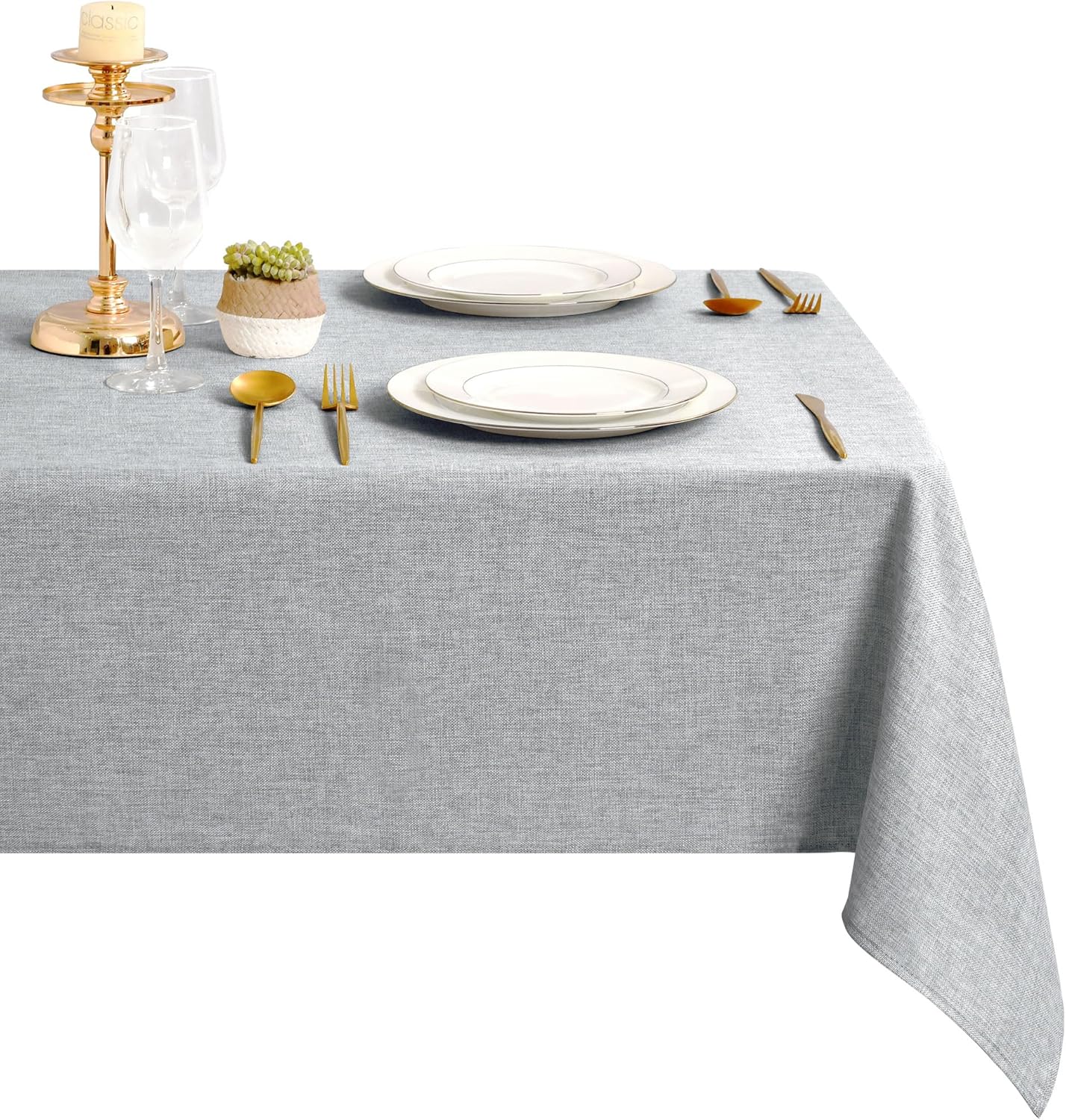 DWCN - Nappe effet lin 135x160cm - lavable, imperméable, anti-tache