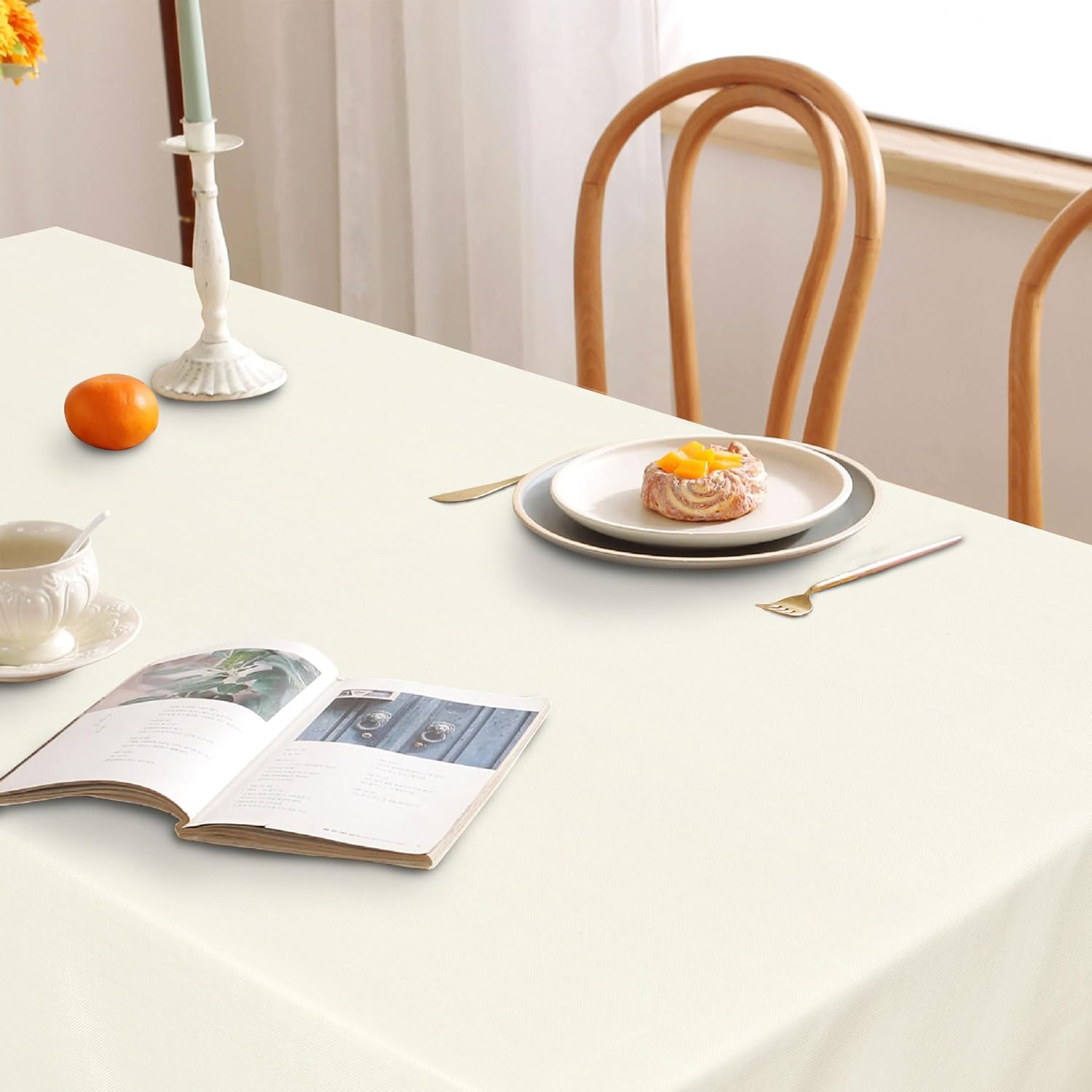 DWCN - Nappe aspect lin - 110x110 cm - lavable, anti-tache, imperméable