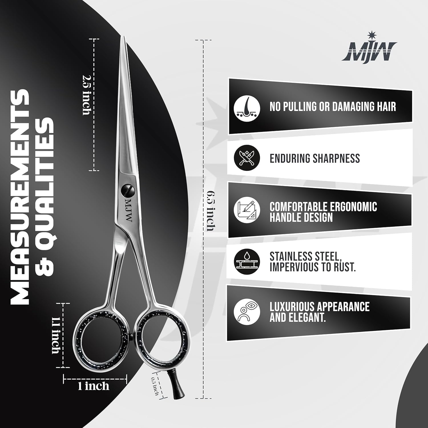 MJW - ciseaux de coiffure professionnels - 6,5