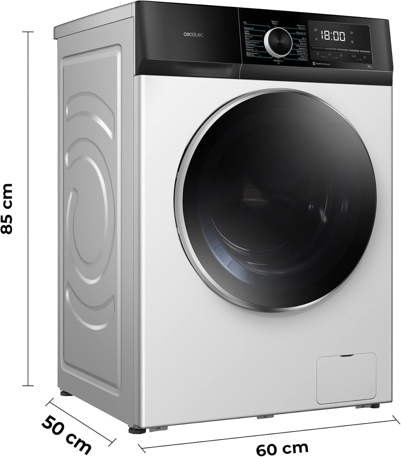 Cecotec - Bolero Dresscode 7500 - lave-linge 7kg, 1400 rpm, inverter, 16 programmes