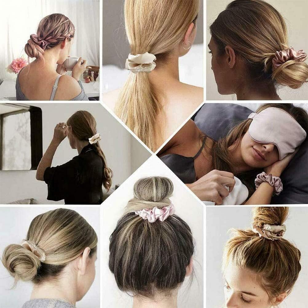 Chouchous cheveux - lot de 12 - satin coloré, élastiques doux