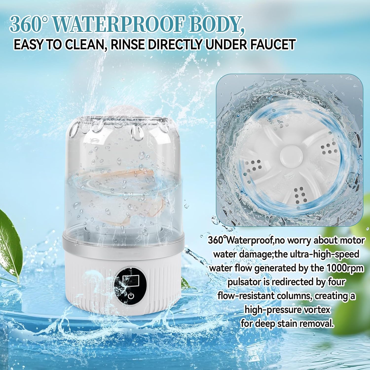 Mini machine à laver portable - 2 modes, 15W, compacte, idéale voyage