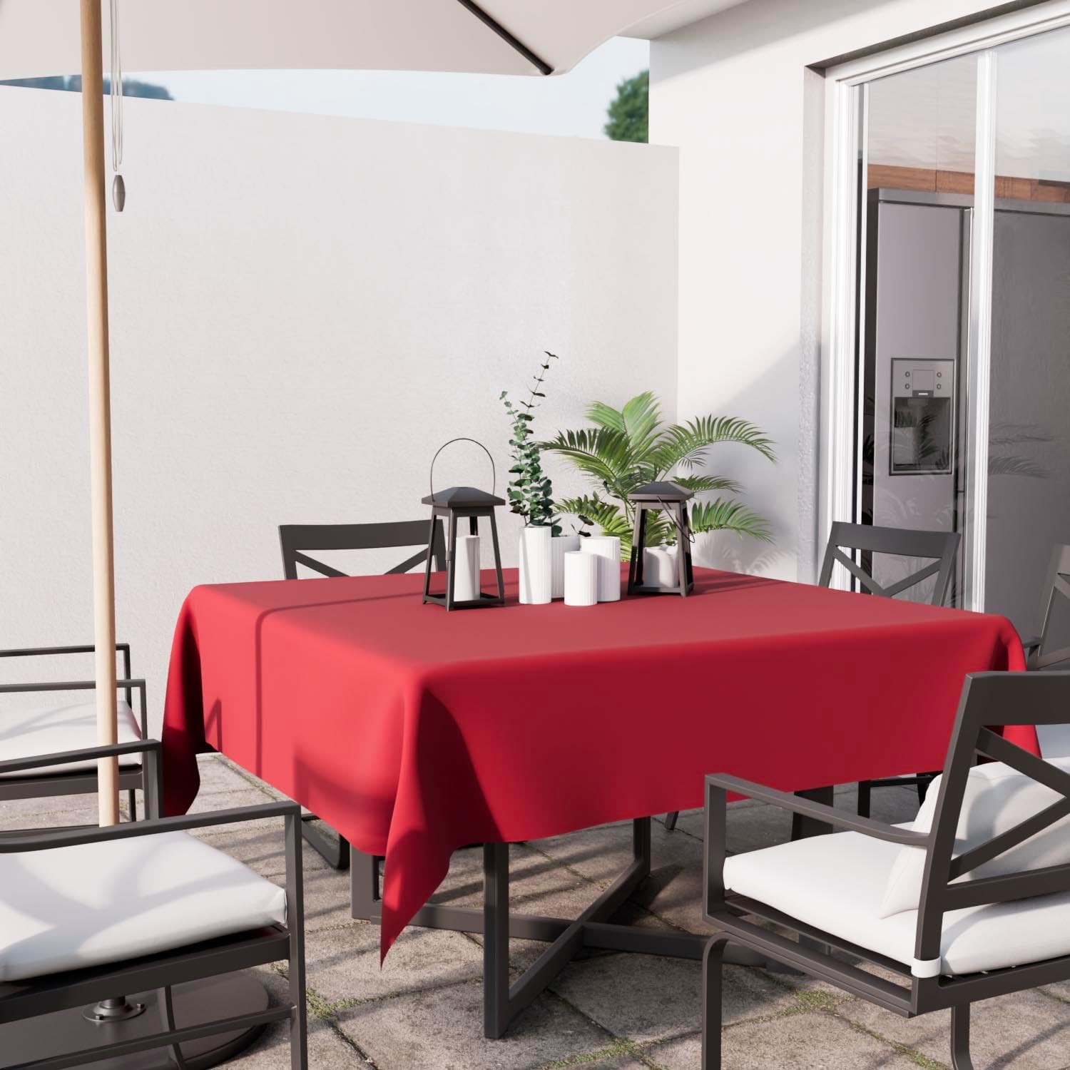 Soleil d’ocre - Nappe carrée anti-taches - 140x140 cm - polyester rouge