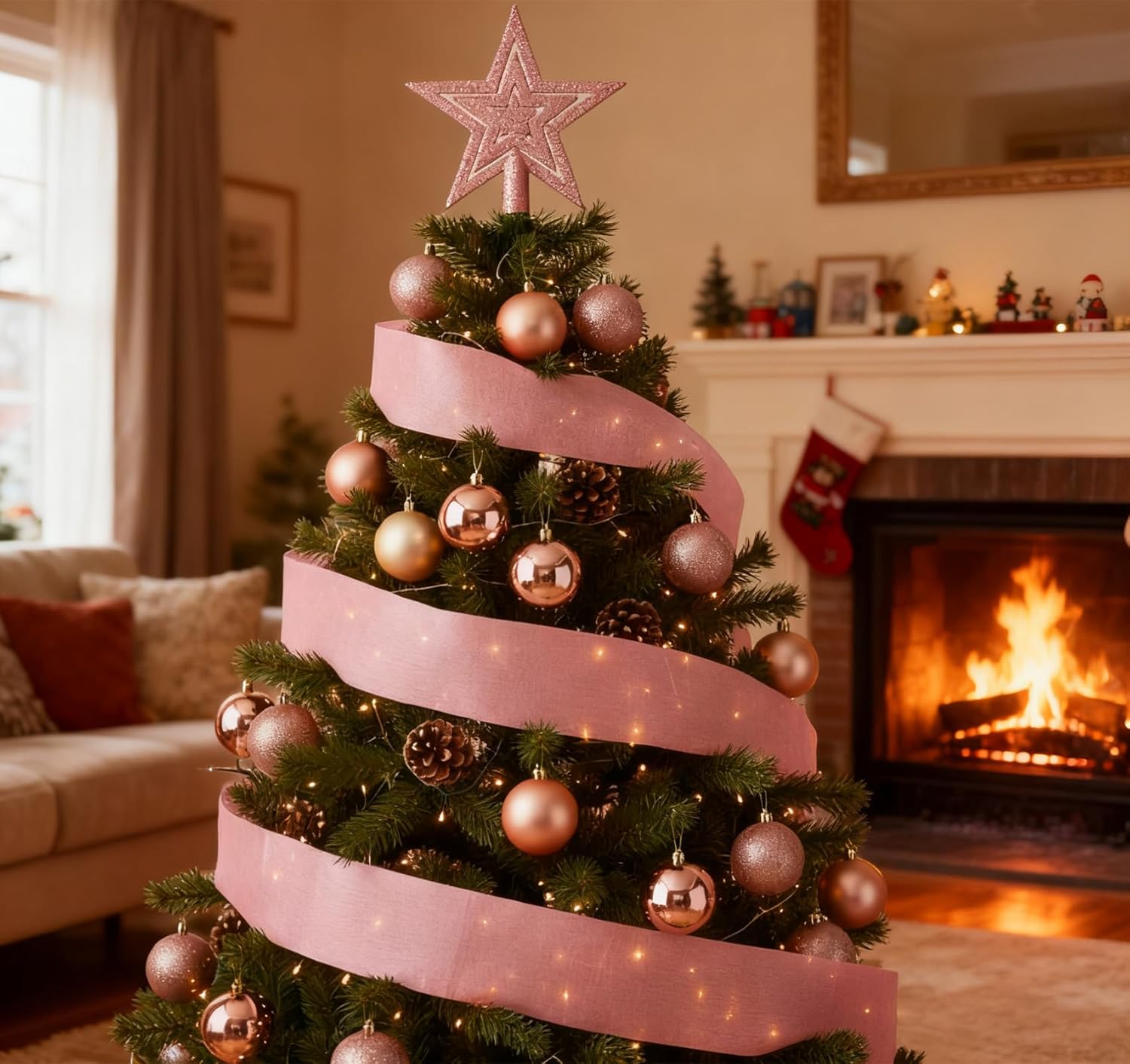 Chemin de table non tissé - ruban rose 23x300cm - 150 cœurs décoratifs