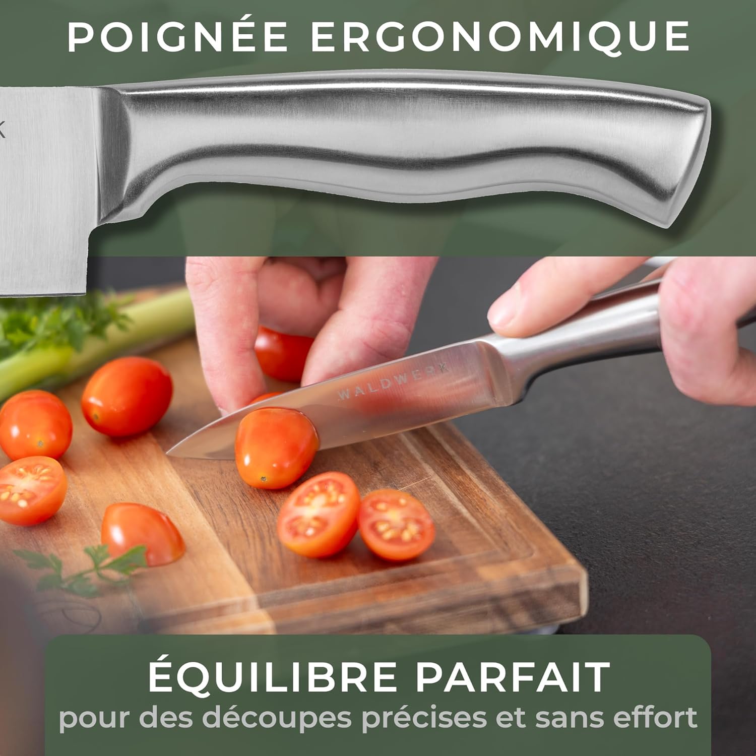 Waldwerk - Set 7 couteaux cuisine bloc rangement aiguiseur intégré