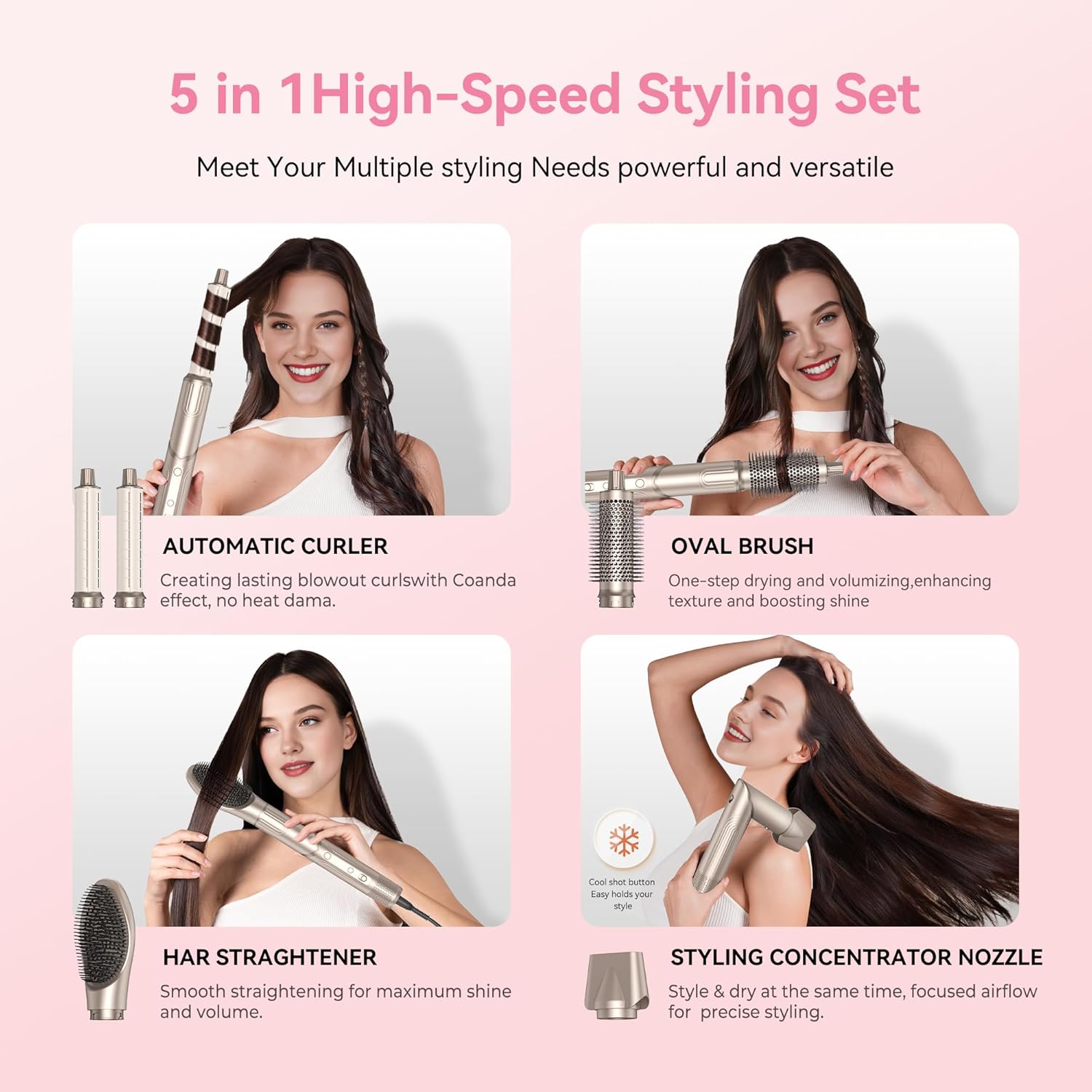 Sèche-cheveux Air Styler 5 en 1, 32mm, 1400W, 3 modes, 110000U/Min