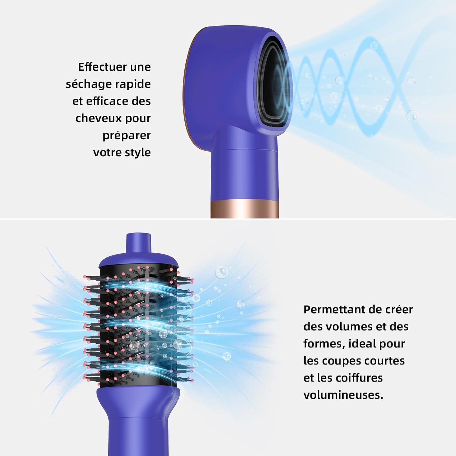 Brosse soufflante 6 en 1 - sèche, boucle, lisse, volume, ionique