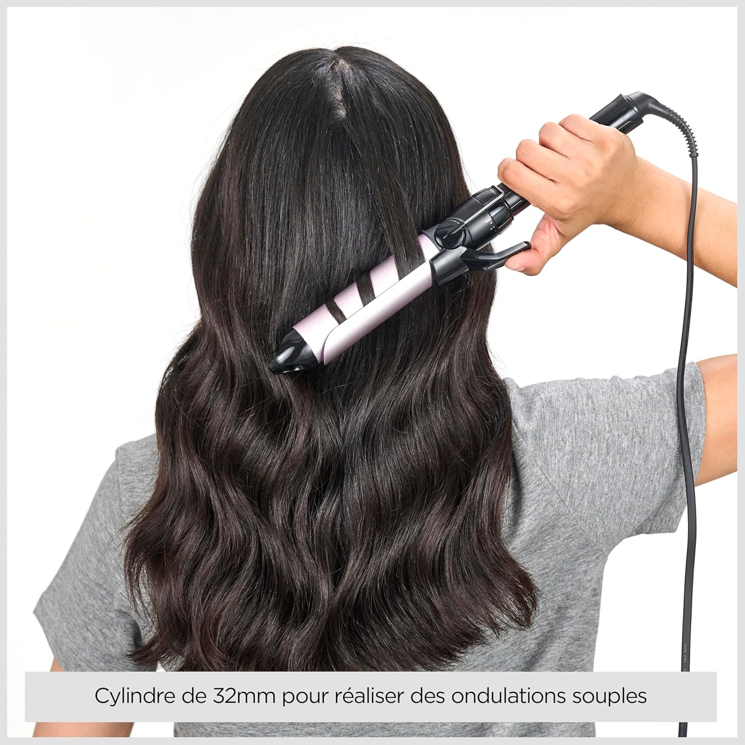 BaByliss - Curling Iron Pro Satin Touch 32mm - 10 températures, chauffe rapide, boucles sans frisottis - C332E