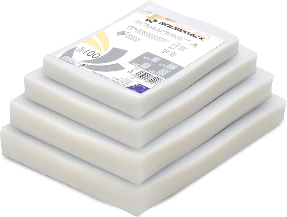 Bolsemack - sacs sous vide combo - 4 tailles - sans BPA, UE, compatible pro