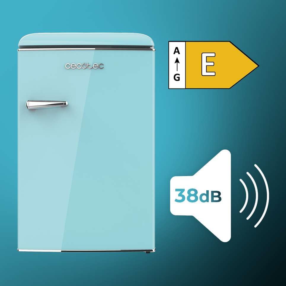 Cecotec - Bolero CoolMarket TT Origin 110 - 110L - Mini frigo rétro, classe E, éclairage LED, poignée chromée, ICEBOX, o