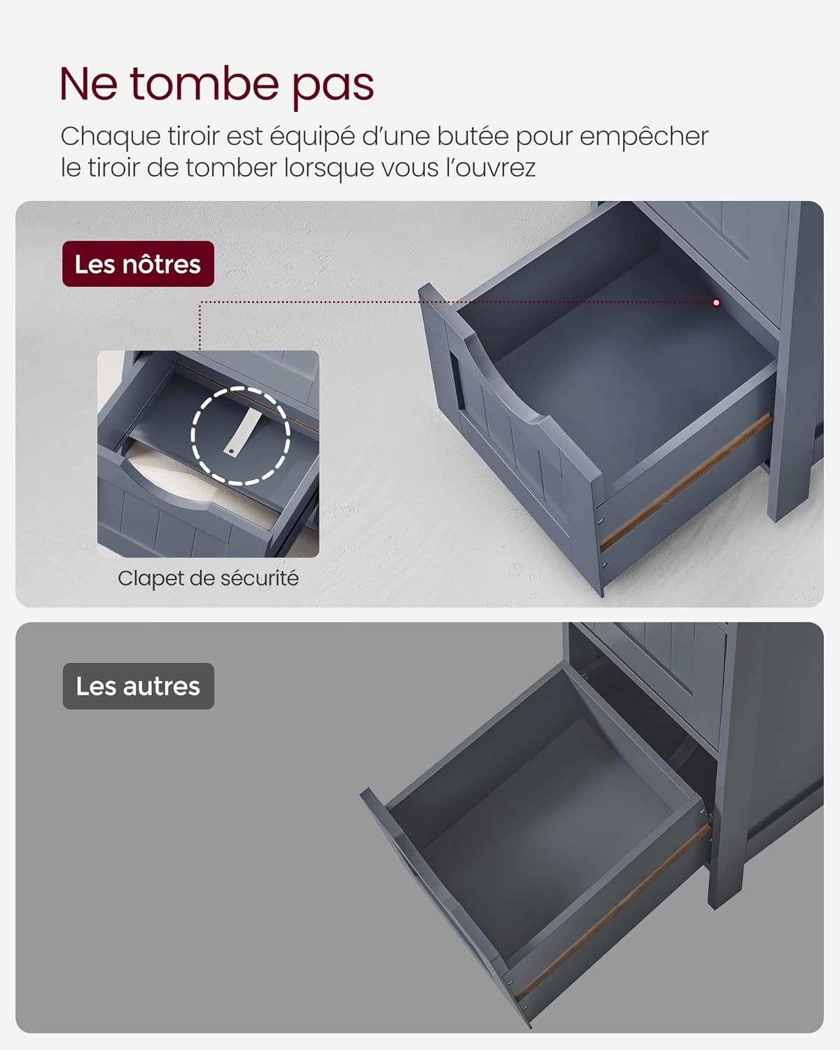 VASAGLE - armoire salle de bain moderne - 30x30x82 cm - 4 tiroirs - LHC040G01