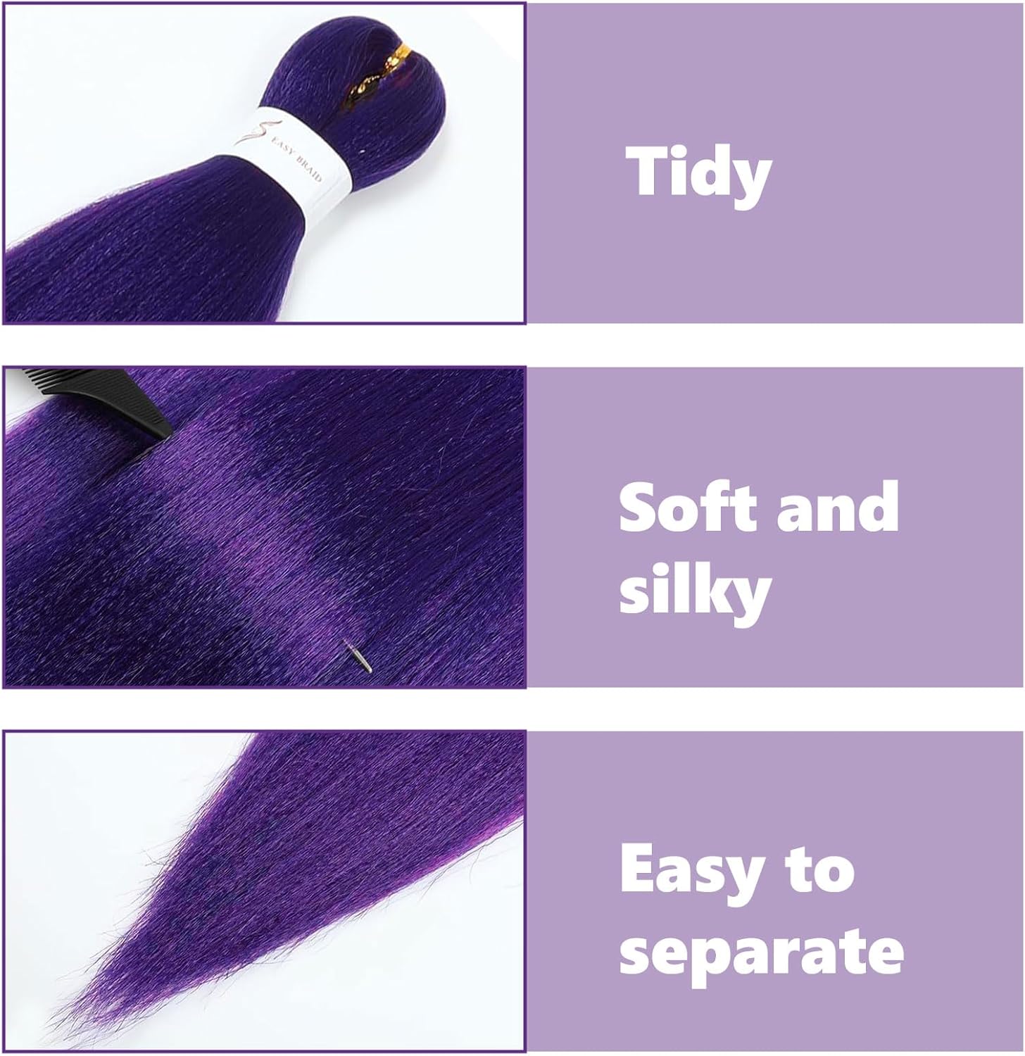 Extension cheveux violette - 30 pouces - lot de 2 mèches longues, usage cosplay