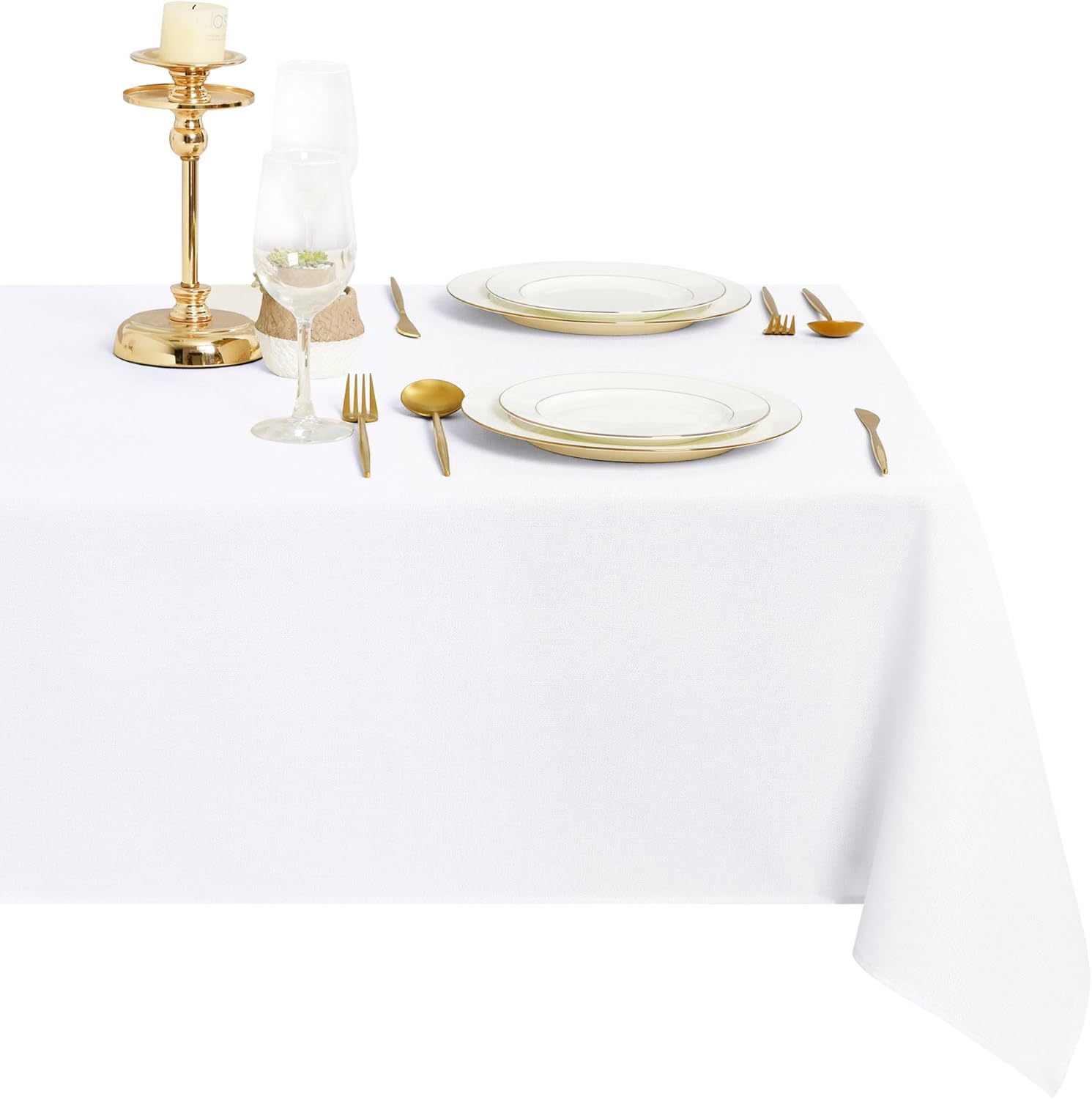 DWCN - nappe aspect lin - 135x220cm - lavable, imperméable, anti-tache