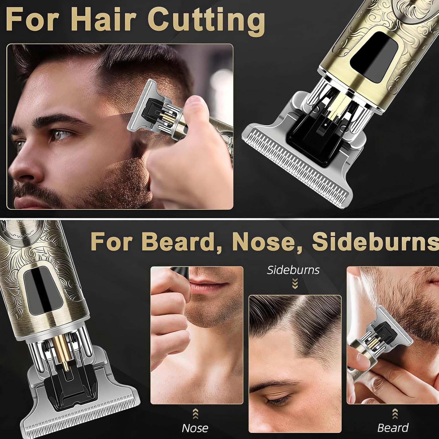 Tondeuse Cheveux Homme - Lame T zéro écart, 4 peignes, IPX7, USB rechargeable - Coupe précise - 1.5-4mm