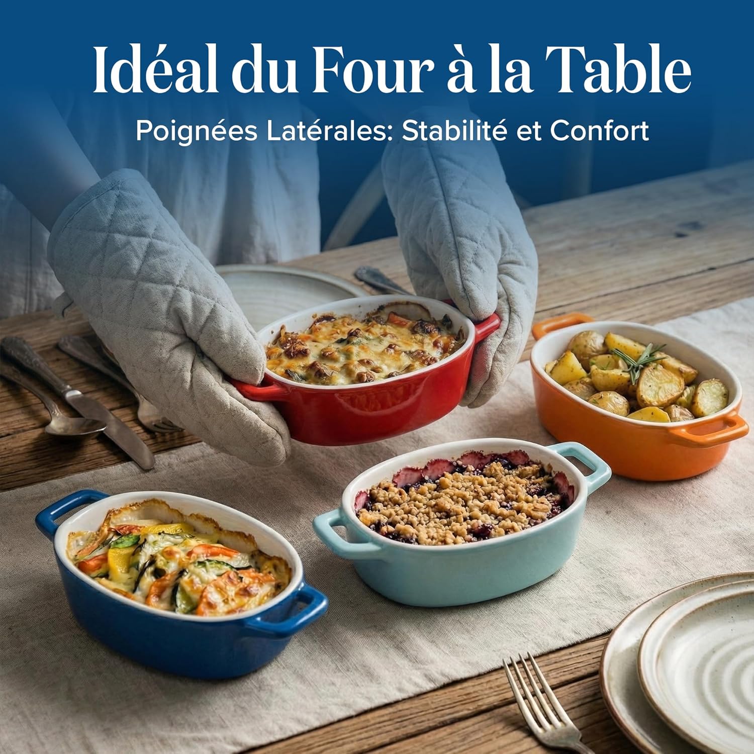 Joejis - ramequins ronds en céramique - lot de 4 - four, lave-vaisselle, congélateur