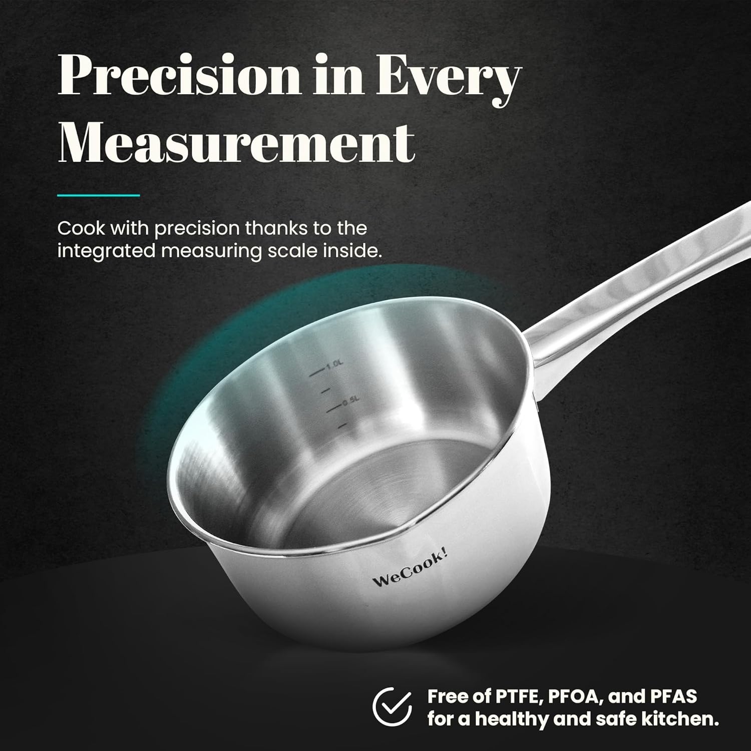 Wecook - casserole inox 18/10, 12 cm, bec verseur, 0,7L, induction