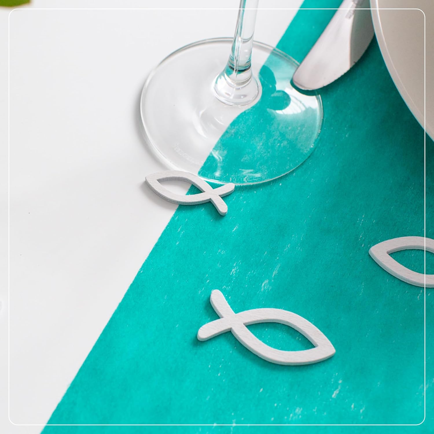 100%Mosel - Chemin de Table non-tissé - 30x250cm - turquoise, décor événementiel