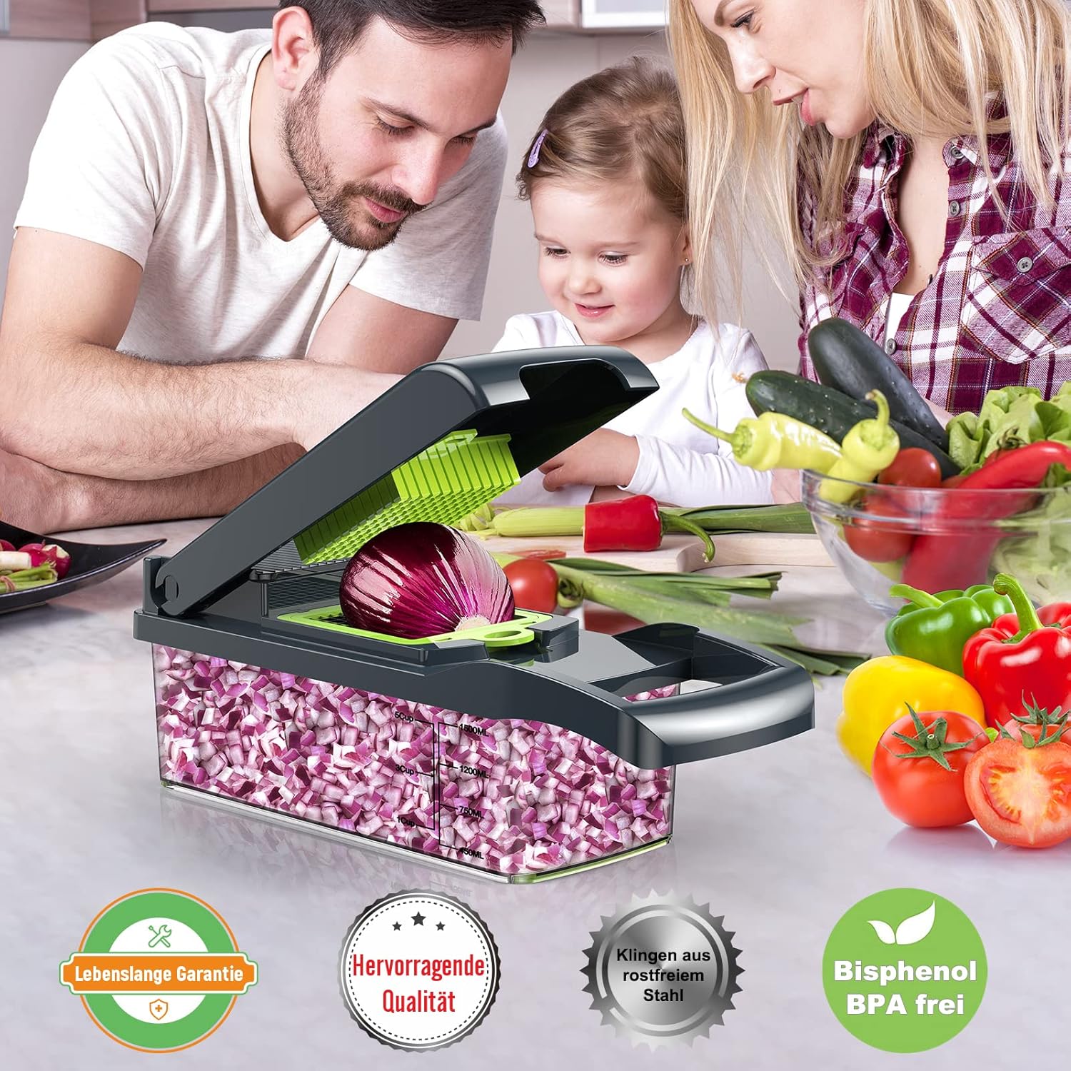 Coupe légumes multifonctions - 16 en 1 - 7 lames réglables - usage manuel