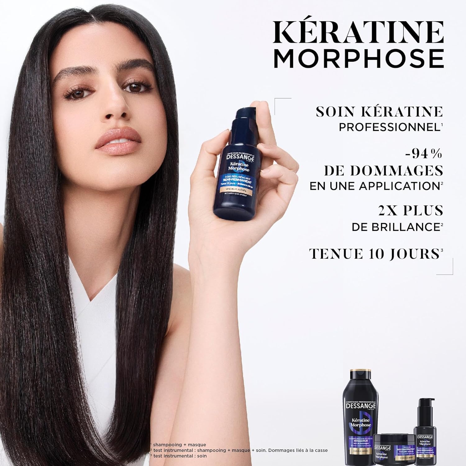 DESSANGE - Routine Kératine Morphose - 280ml/280ml/50ml - Répare et scelle la fibre, cheveux secs