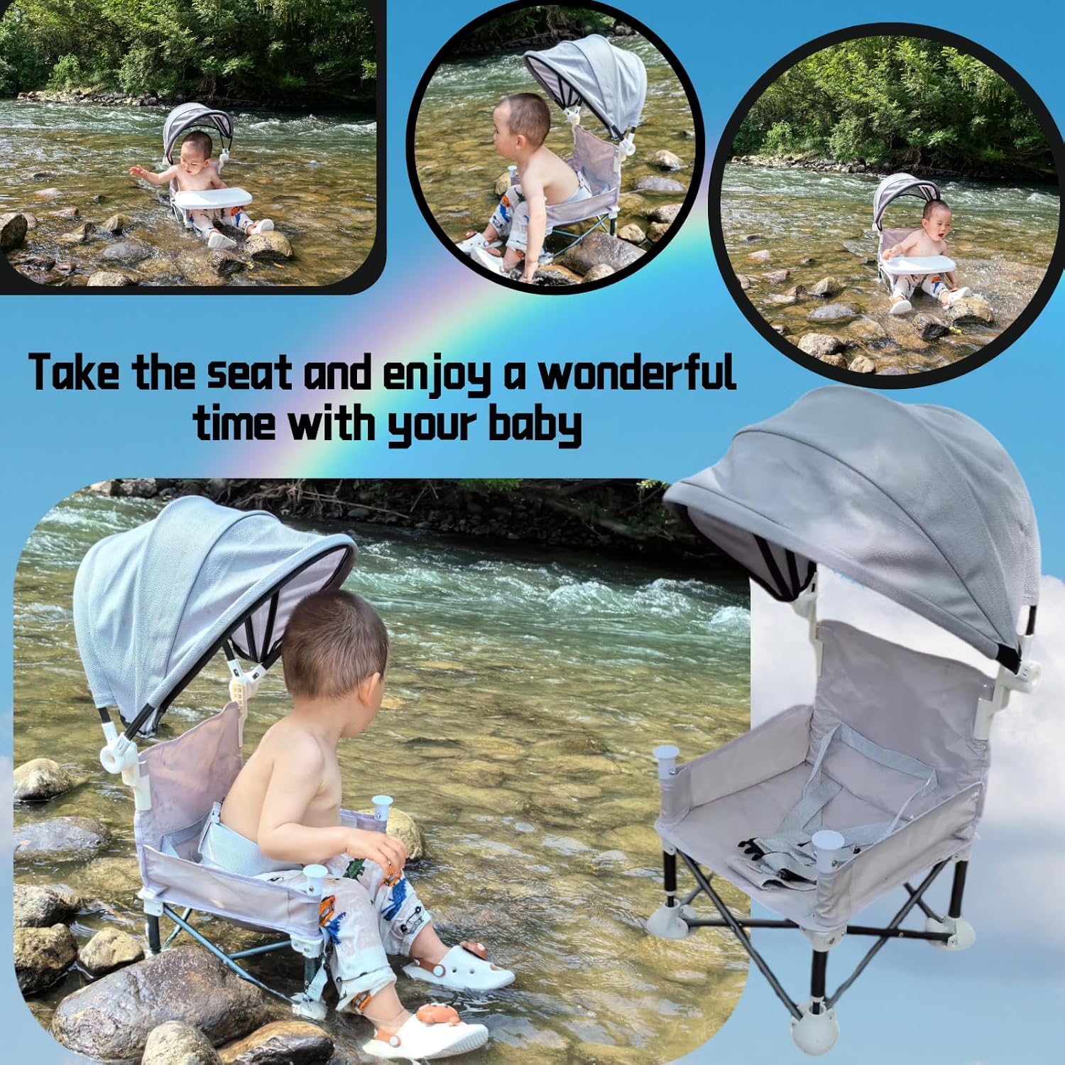 Little Bean - rehausseur pliable bébé - compact - plateau amovible, gris