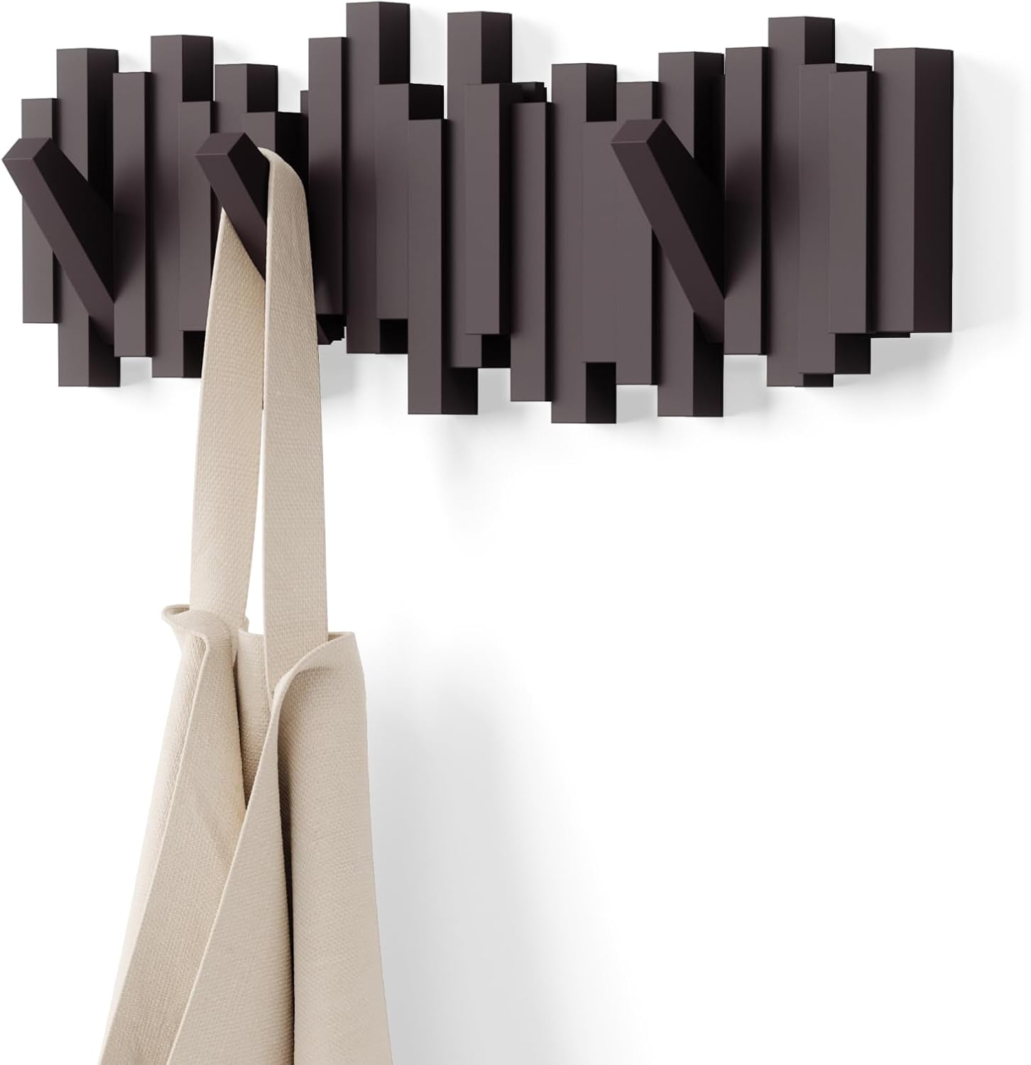 Umbra - Sticks portemanteau mural - 5 crochets rabattables - espresso