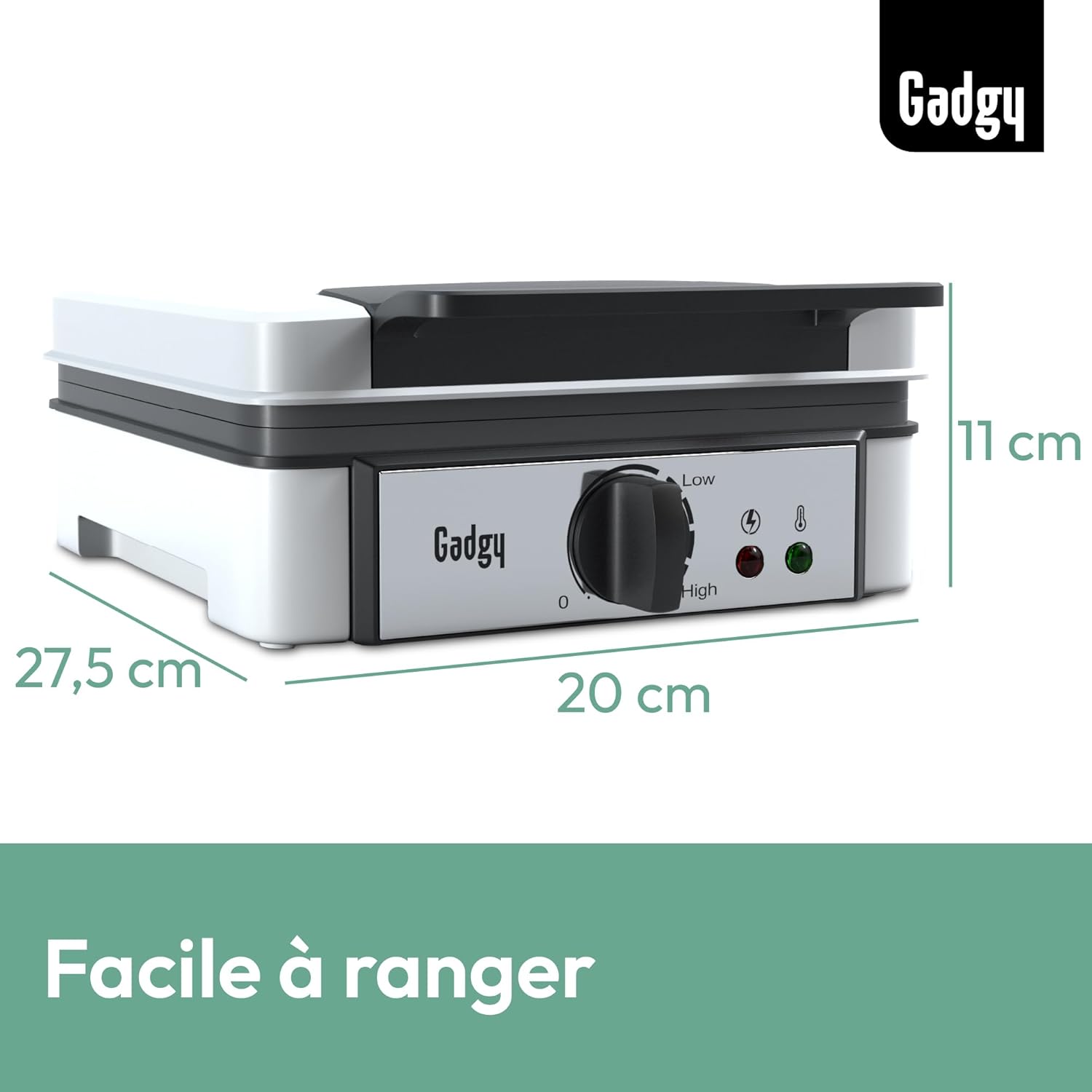 Gadgy - Gaufrier Professionnel - 4 gaufres, 1200W, thermostat réglable, compact et facile à nettoyer