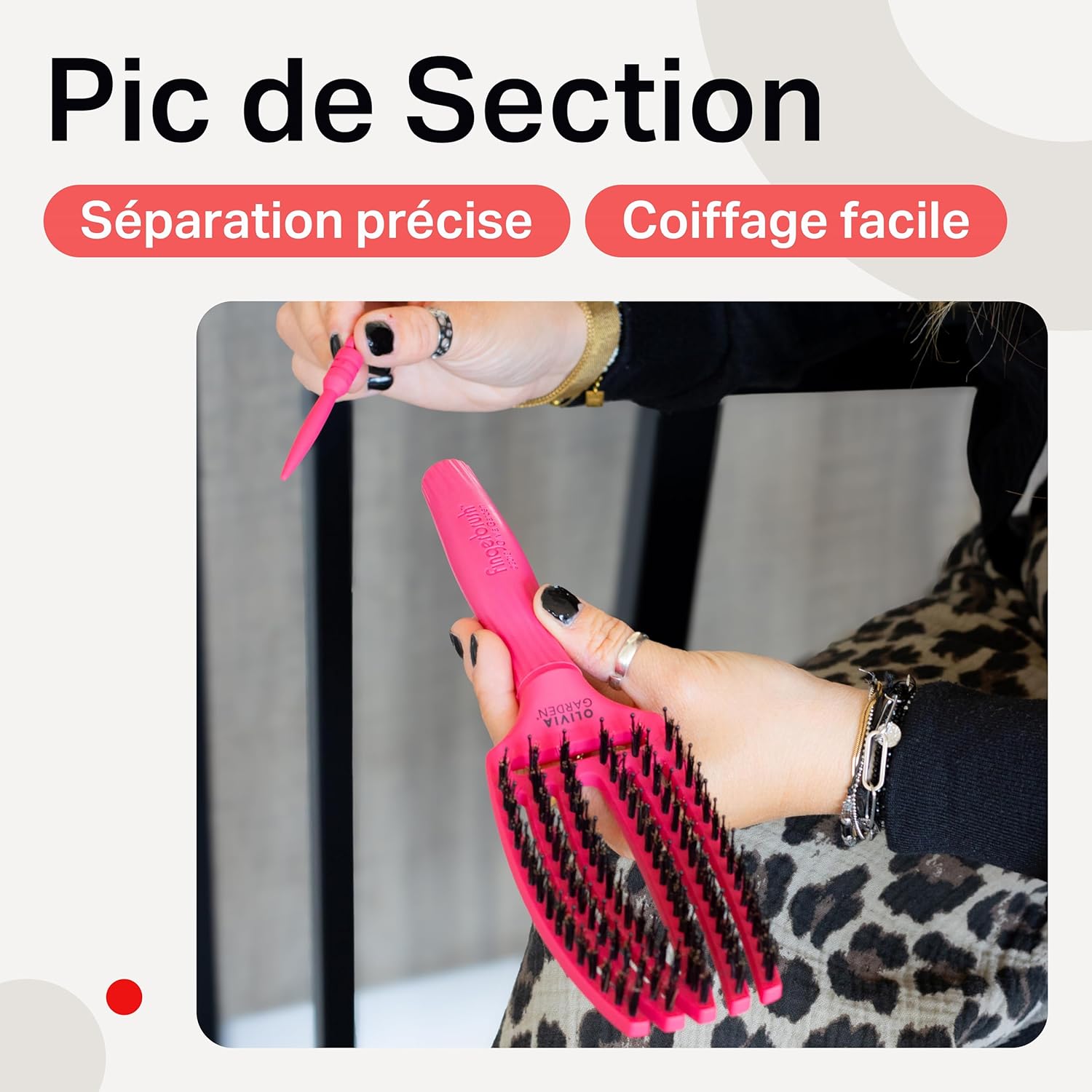 Olivia Garden - Fingerbrush Care Iconic - brosse 22cm - poils nylon & sanglier pour brillance et démêlage