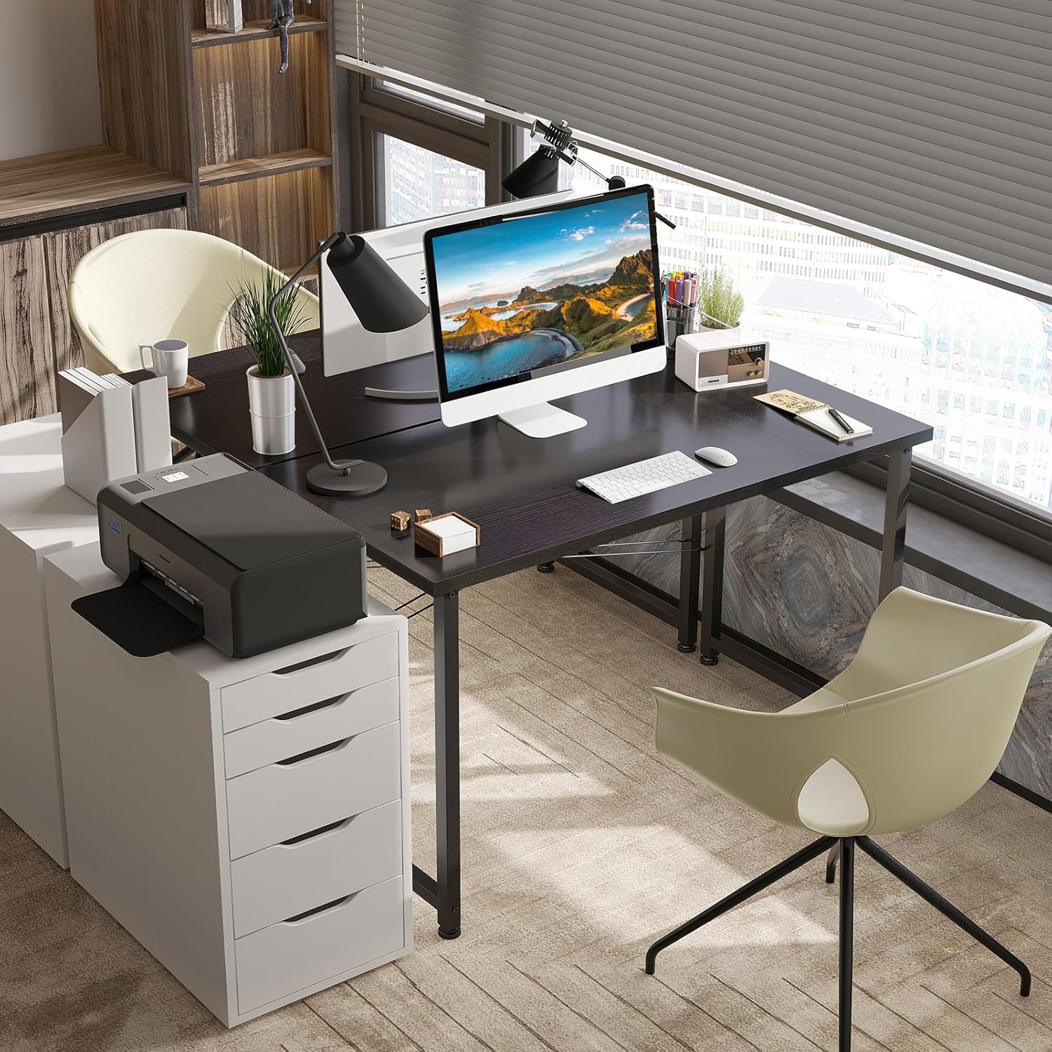 ODK - Bureau informatique compact - 100x48cm - Table d'étude noire